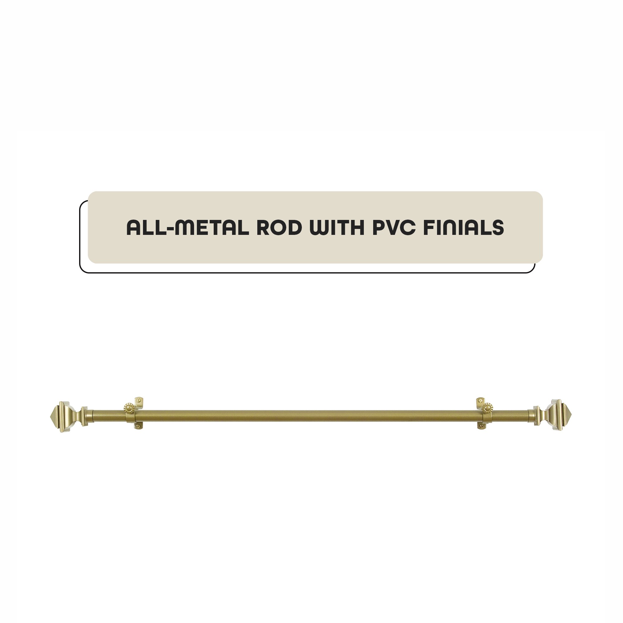 Achim 55" Antique Gold Metal Curtain Rod with PVC Finials