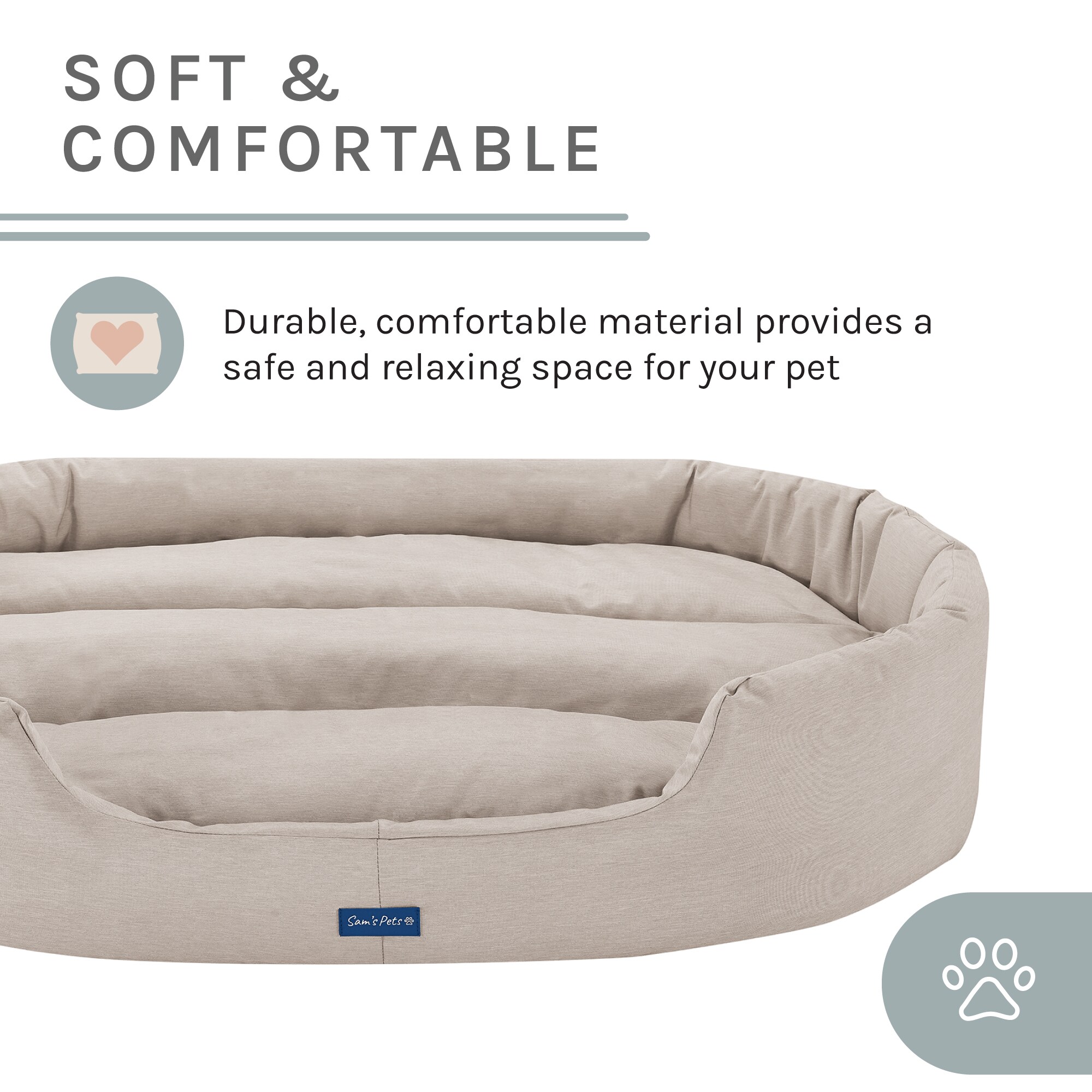 Sam's Pets Missy Round Dog Bed - Beige - Small