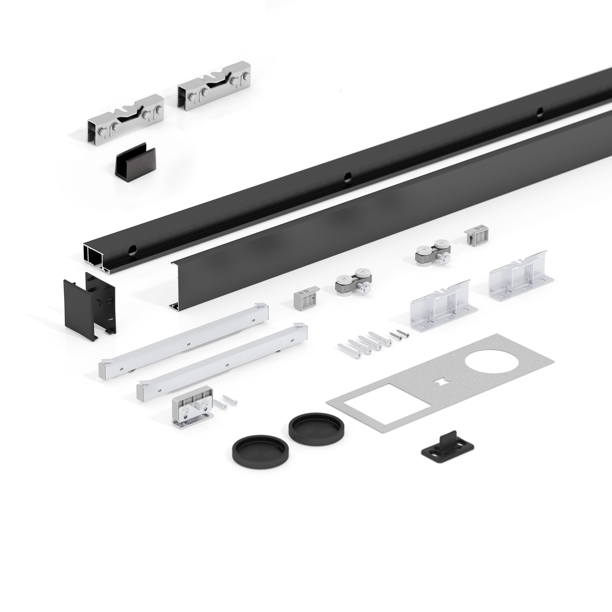 WINGBURG W-BL40-1WG12-BL 78-3/4-in Brushed Black Indoor Top mount Soft Close Single Barn door hardware kit