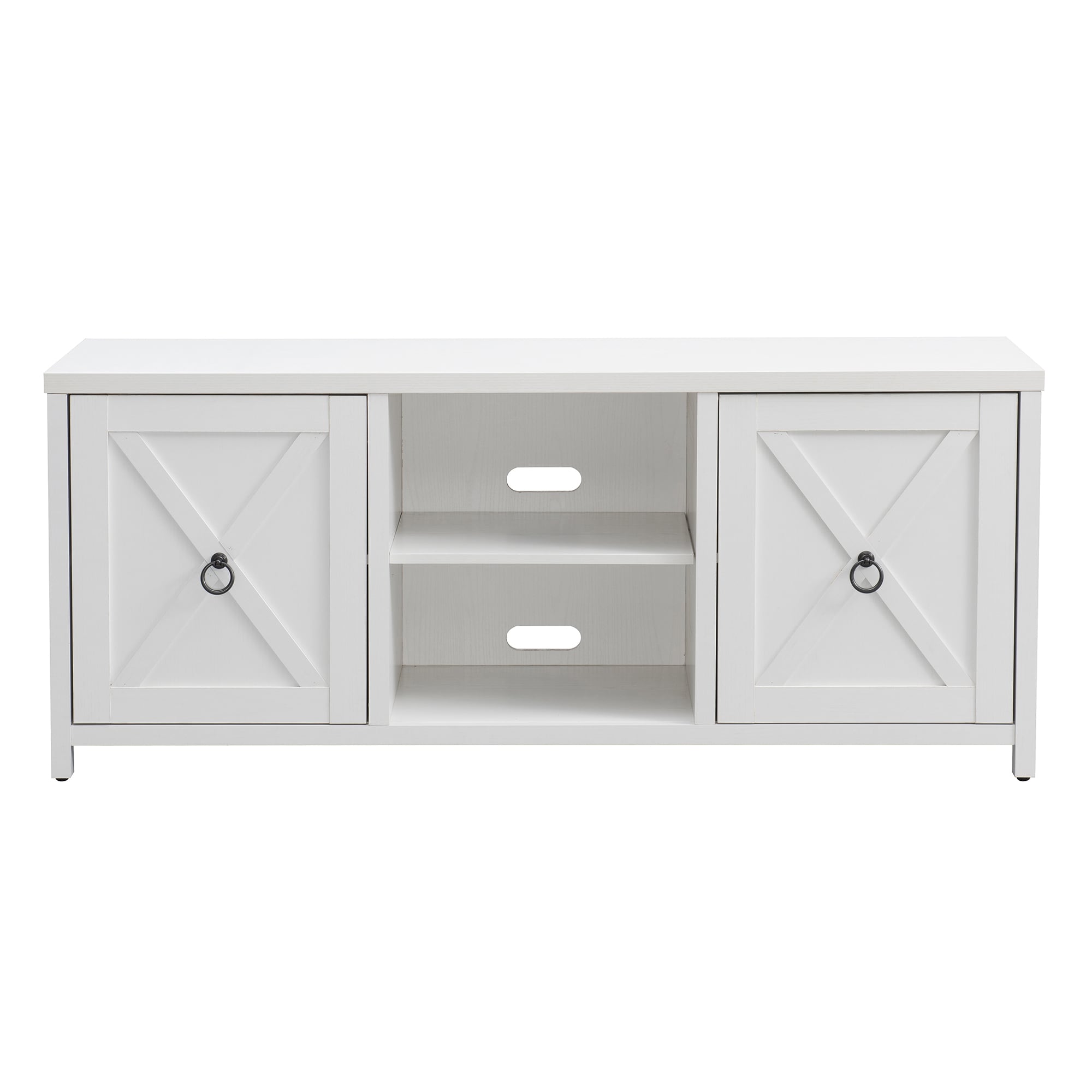 White Oak Rectangular TV Stand with Cabinets
