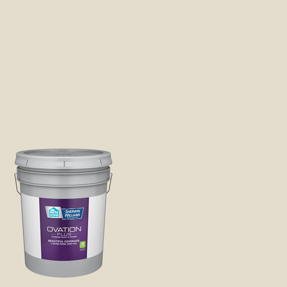 HGTV HOME by Sherwin-Williams 3003-10C-2557224 Ovation Plus Eggshell Cream In My Coffee 3003-10C Latex Interior Paint Paint + Primer ( 5-gallon )