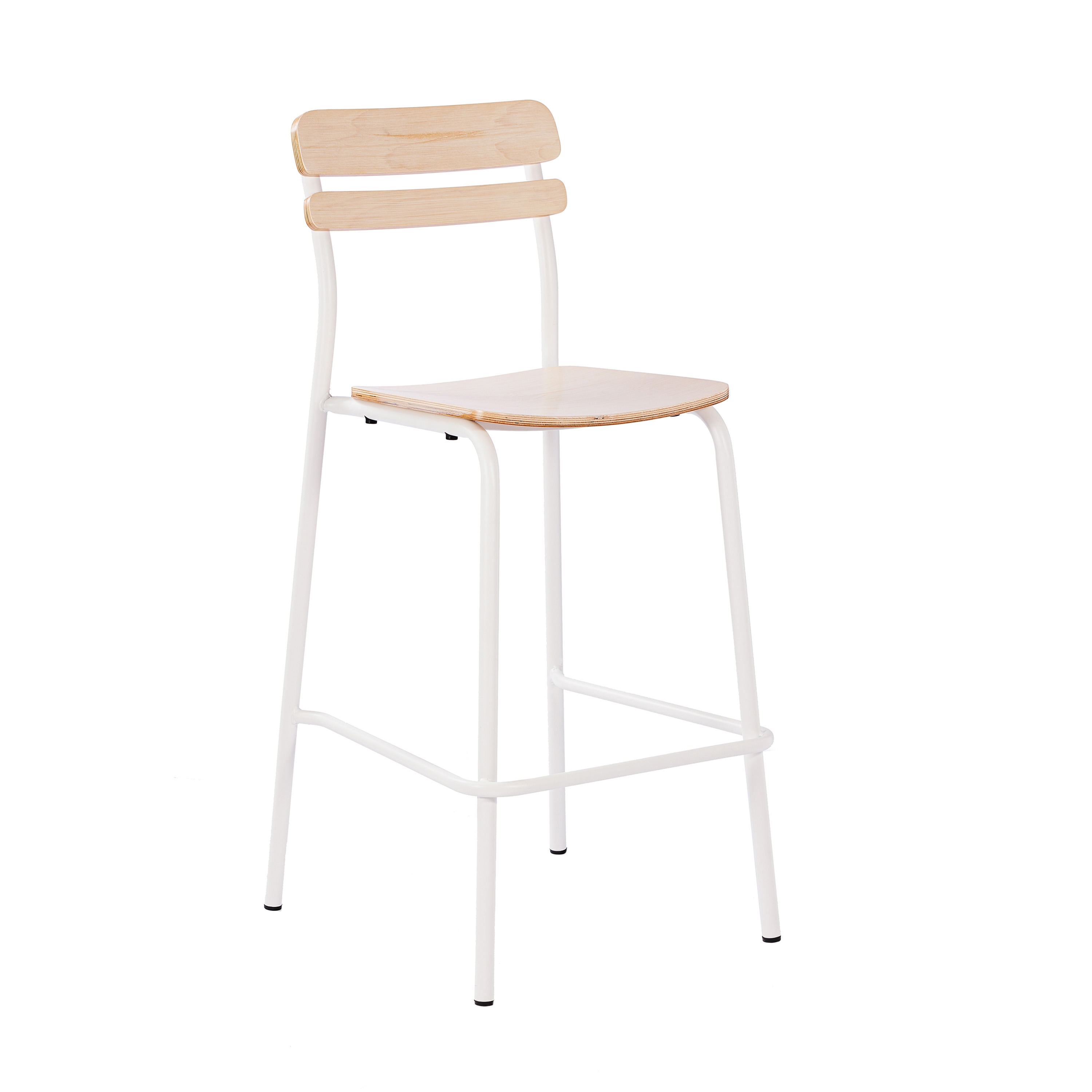 Flash Furniture 196861063404 Cyprus Commercial Grade Solid Wood Bar Stool with White Metal Frame and Antique White Finish