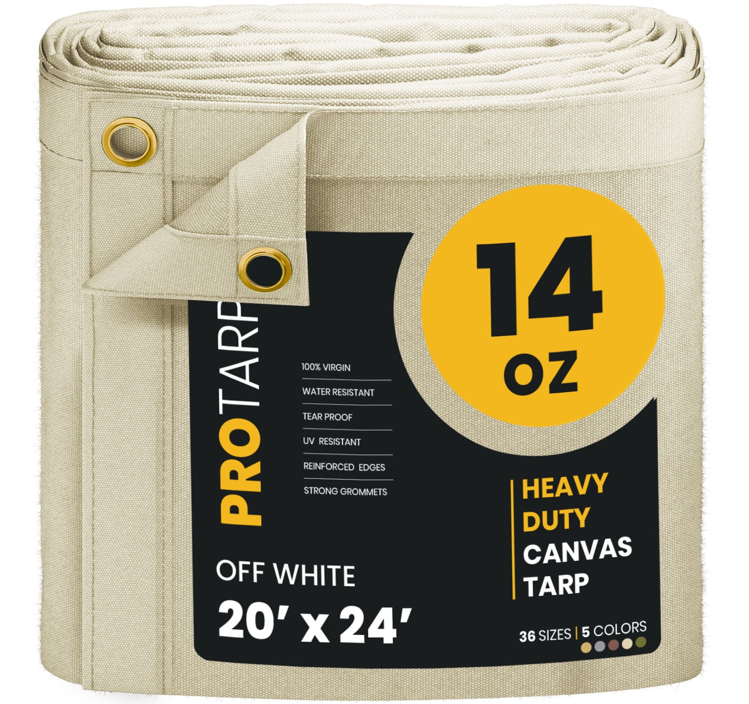 PROTARP PT-304-20X24 20-ft x 24-ft White Waterproof Standard Polyester 25-mil Tarp