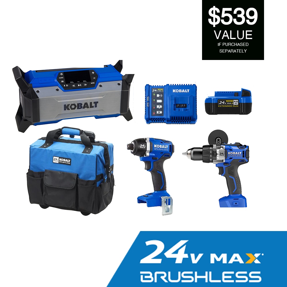 3-Tool Brushless Power Tool Combo Kit with Soft Rolling Case (1-Battery Included and Charger Included) | - Kobalt KLC 3524A-03