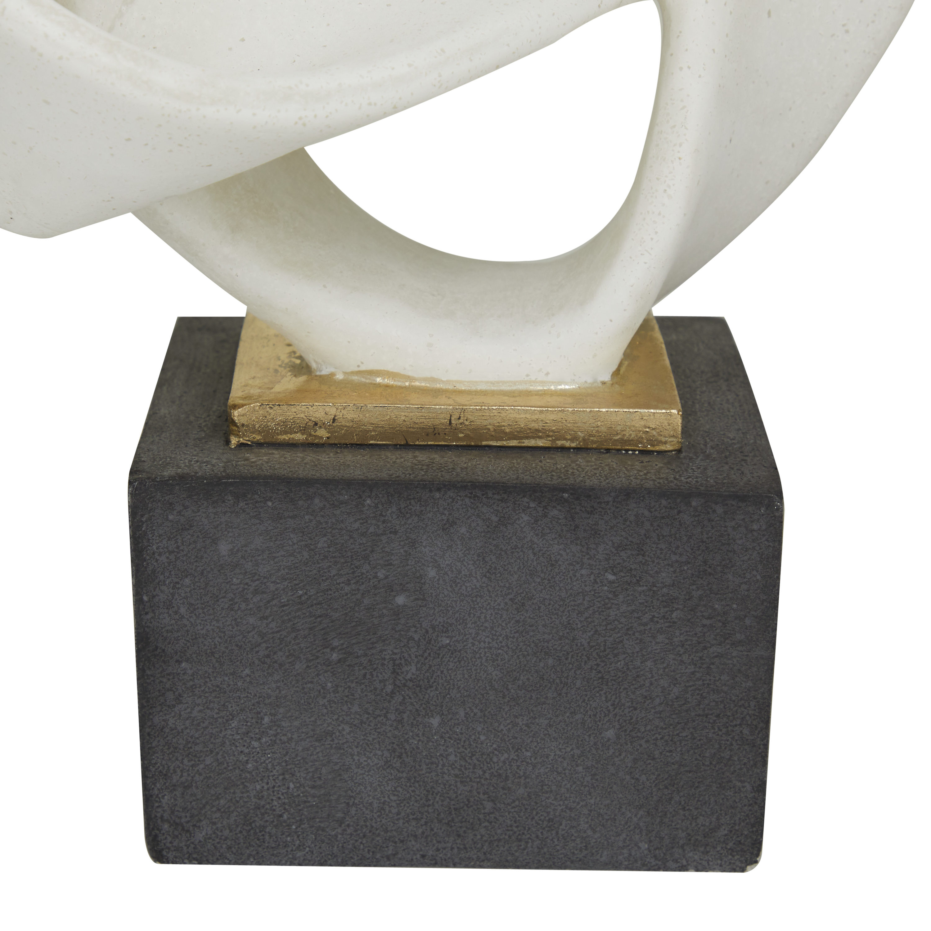 White Polystone Abstract Ribbon Sculpture with Black Base, 17"