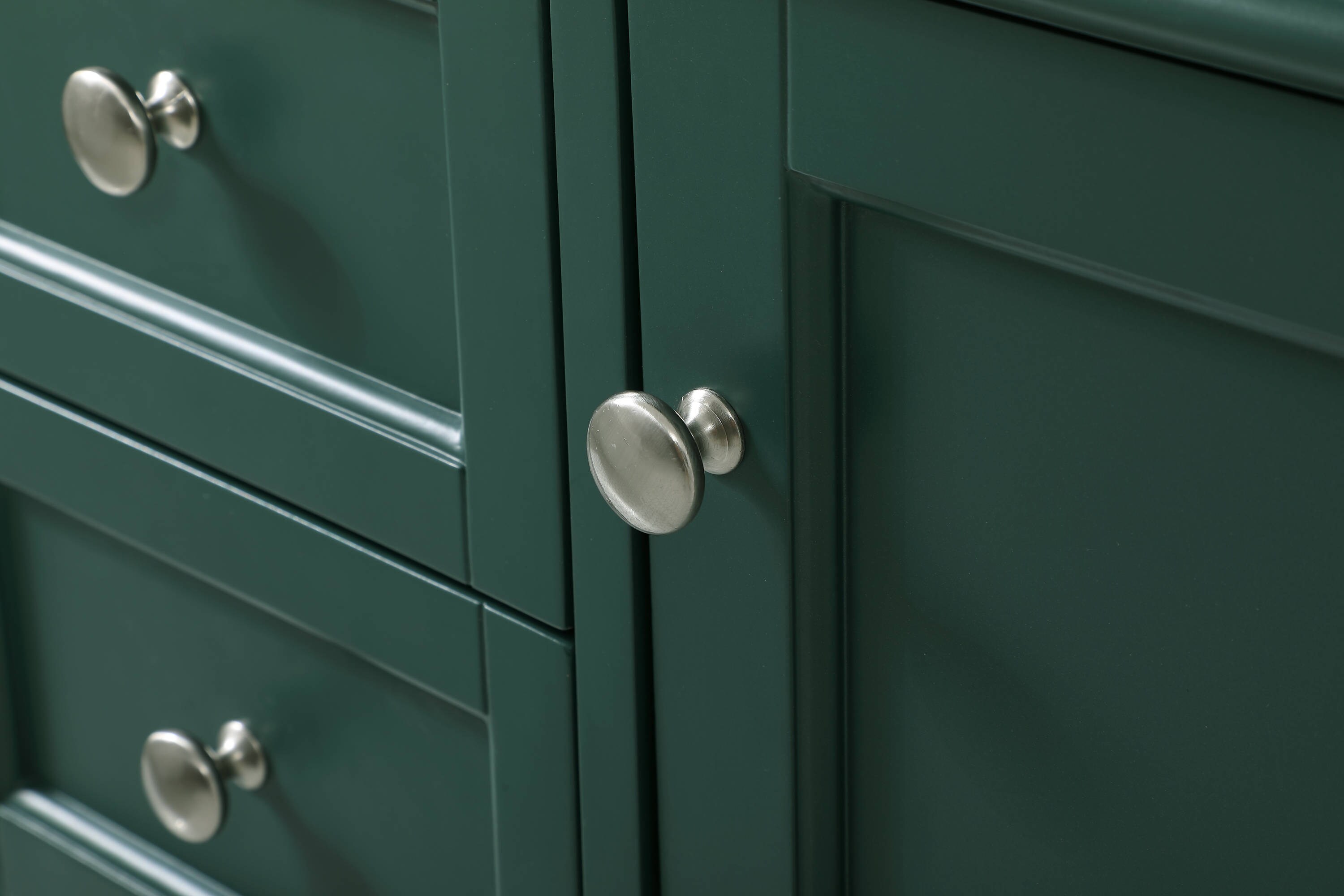 Green Solid Wood and Marble Single Bathroom Vanity
