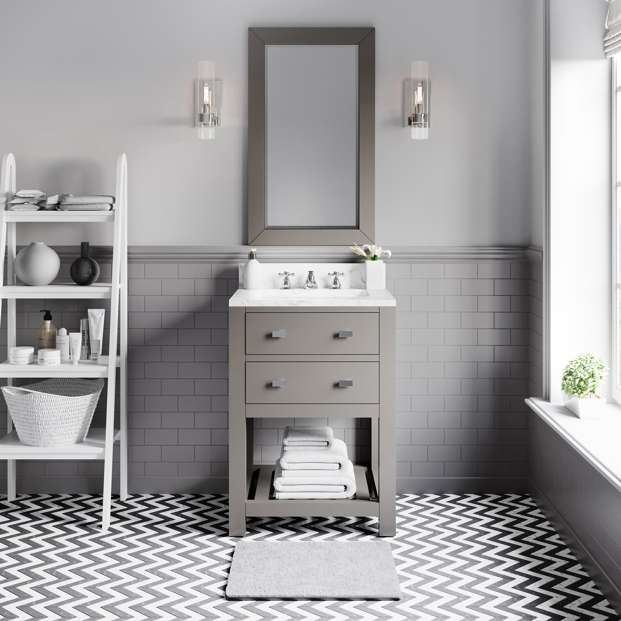 Project Source 24-in Gray Single Sink Bathroom Vanity with White Cultured  Marble Top in the Bathroom Vanities with Tops department at