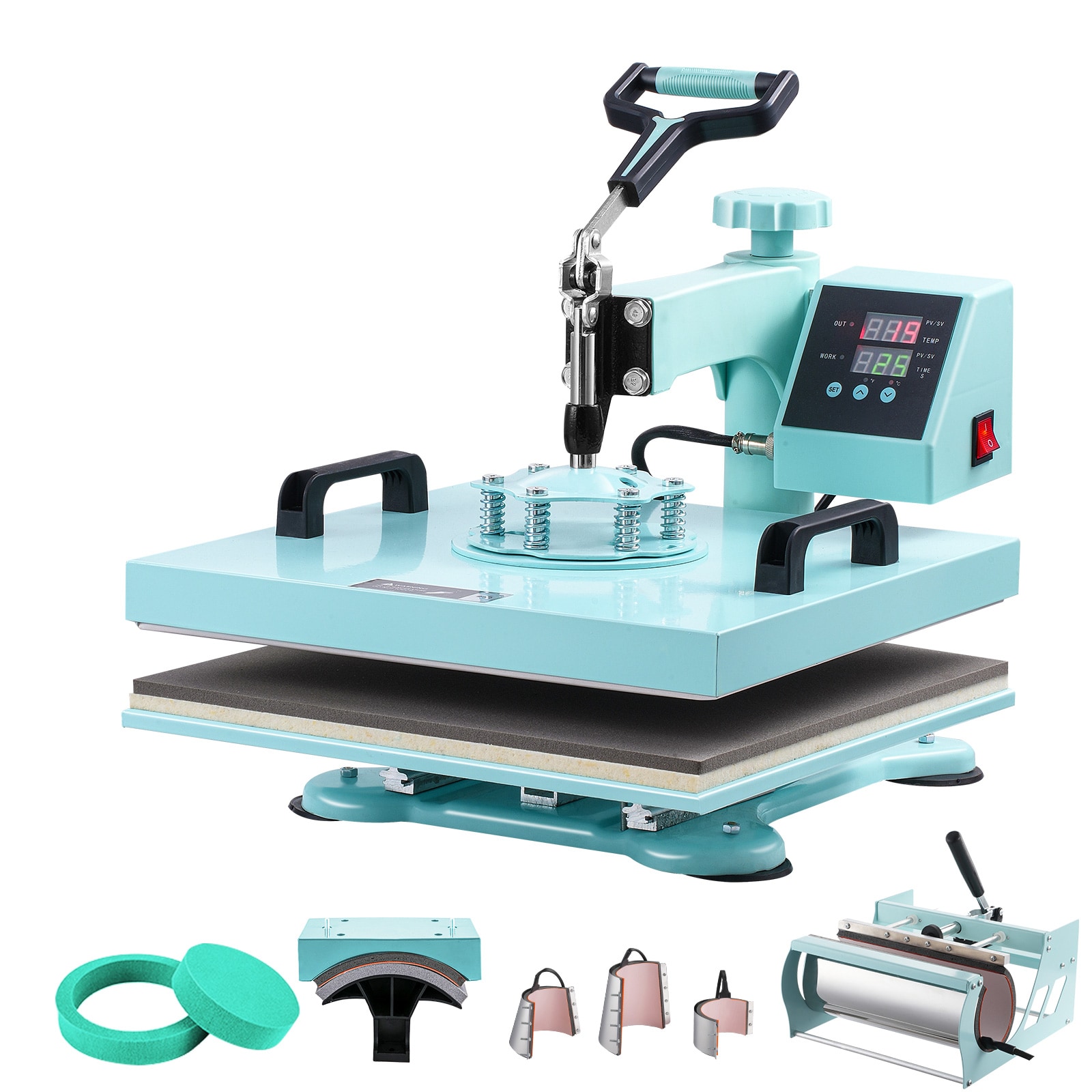 VEVOR KZJHRJBGSDDZJS1LNV1 110 V 1400 W 15 x 15-IN 8 in 1 Heat Press Aluminum Heat press