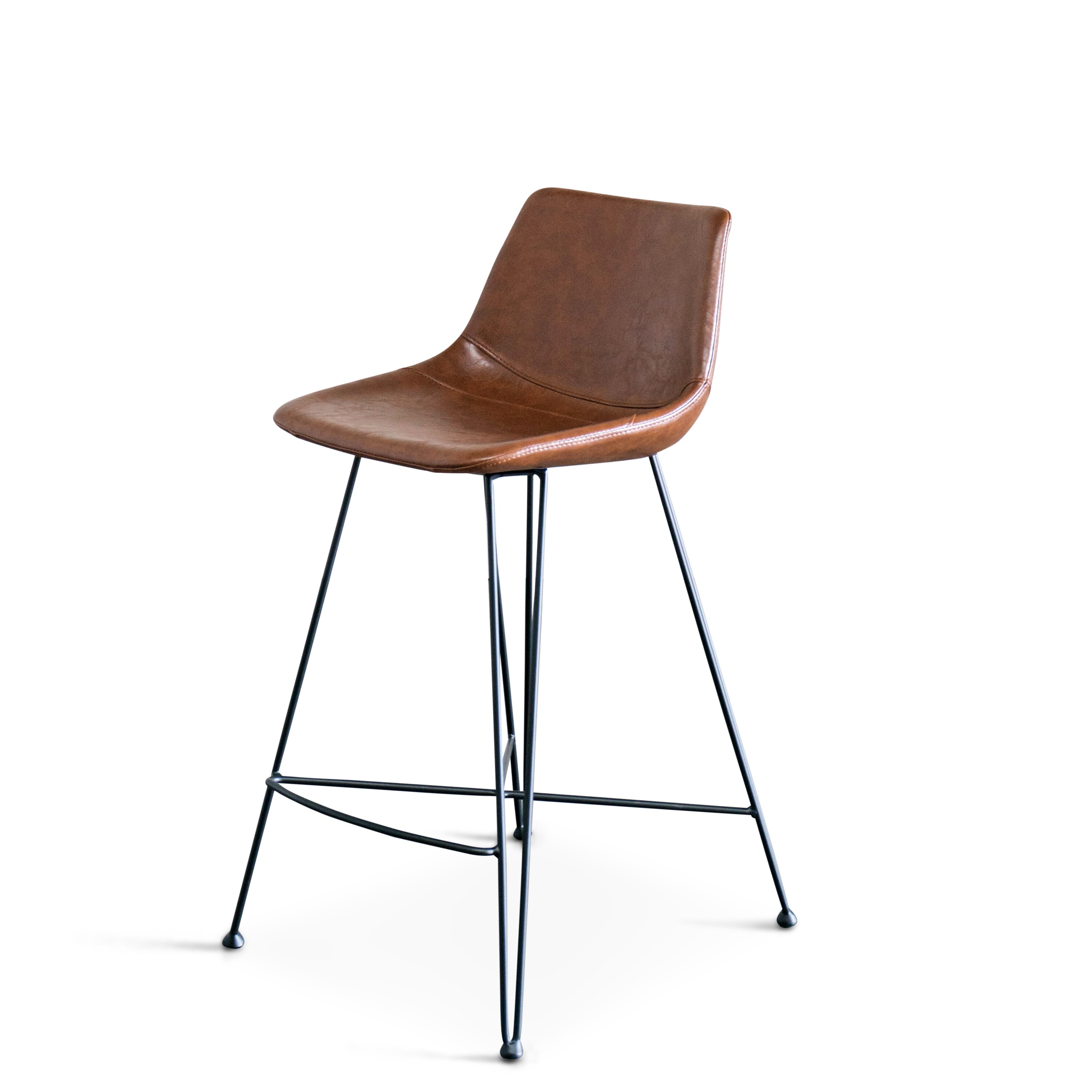 Gingko Odette Brown Small Upholstered Metal Bar Stool Back in the ...