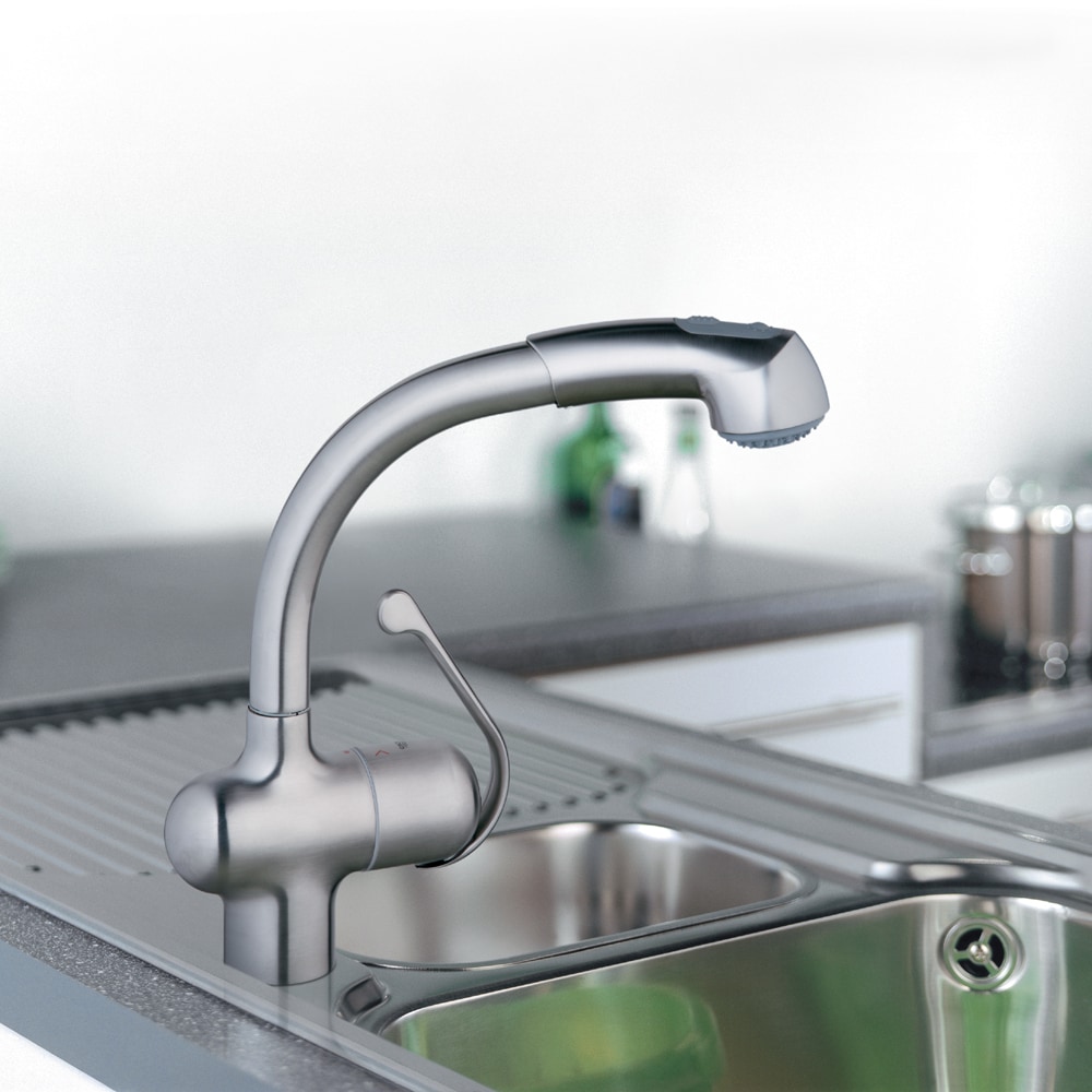 GROHE LadyLux Realsteel Single Handle Pull-out Handle/Lever Kitchen Faucet  at