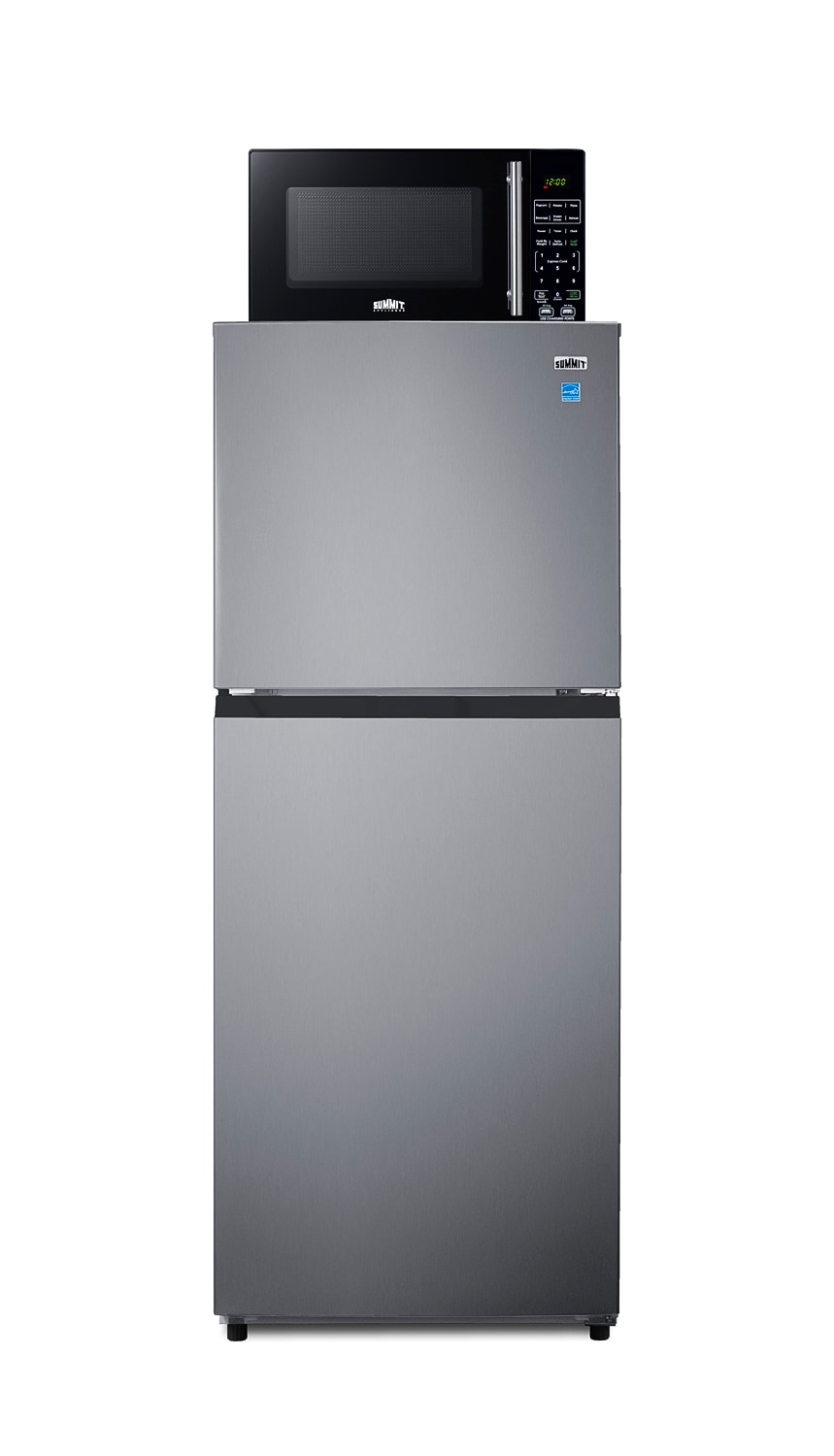 Summit Appliance MRF1089PLA 10.1-Cu. Feet Commercial Refrigerators 2 Stainless steel -Door Top-freezer ( Stainless steel look with black microwave )