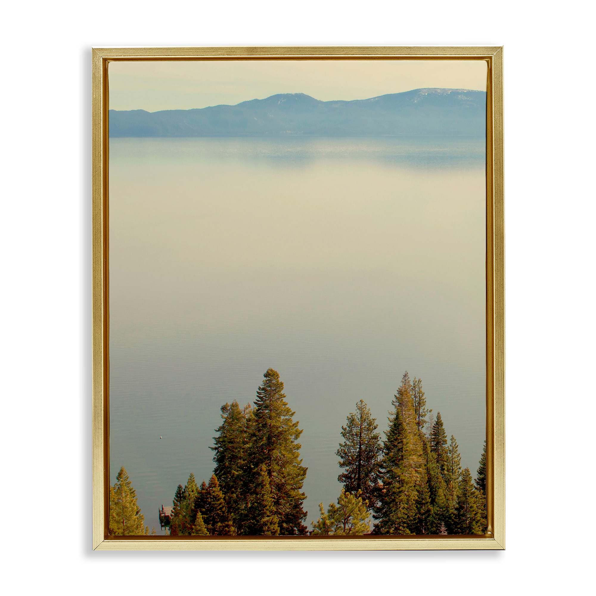 Stupell Industries BU-143-FFG-16X20 Pure Bliss Lake View Gold Framed Floater Canvas Wall Art By Gemma Bardot 17 x 21