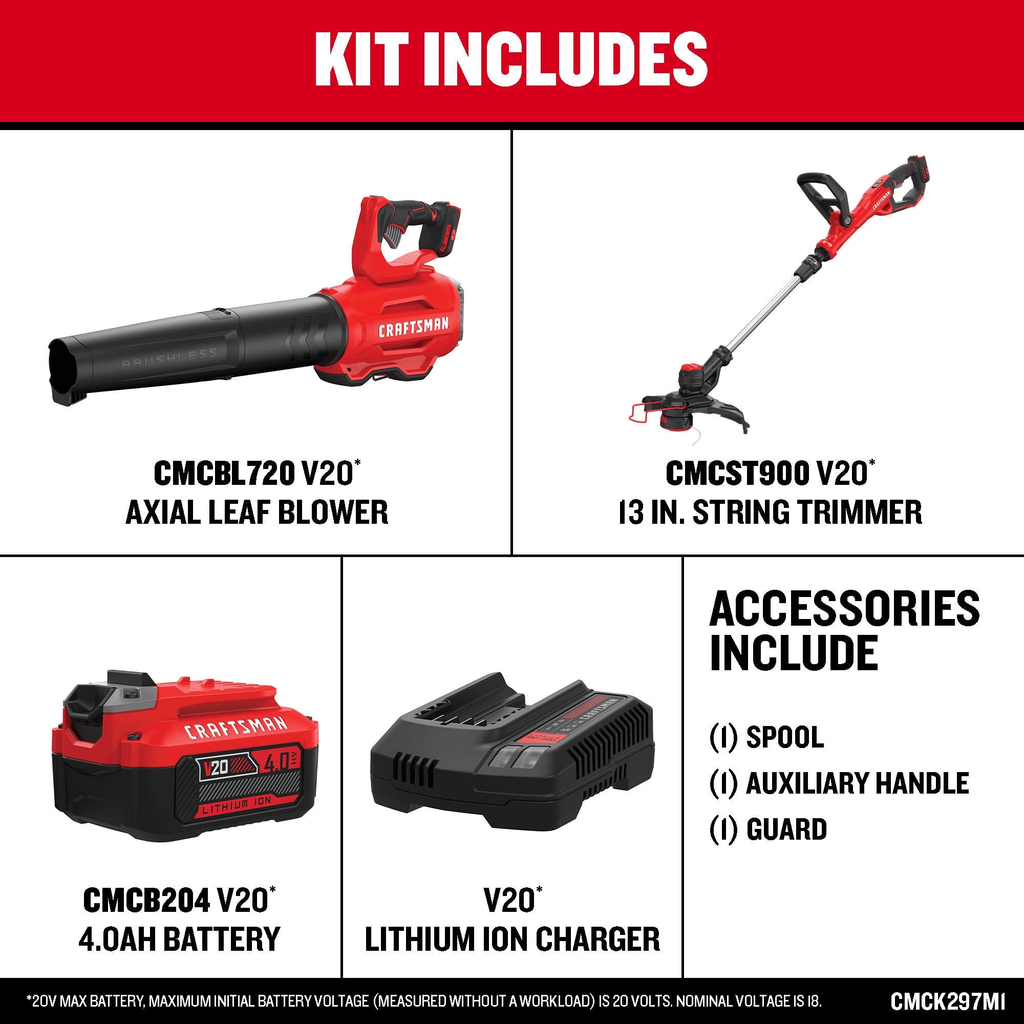 CRAFTSMAN V20 20-volt Max Cordless Battery String Trimmer and Leaf Blower Combo Kit 4 Ah (Battery & Charger Included) CMCK297M1 Sansujyuku sansujyuku.com