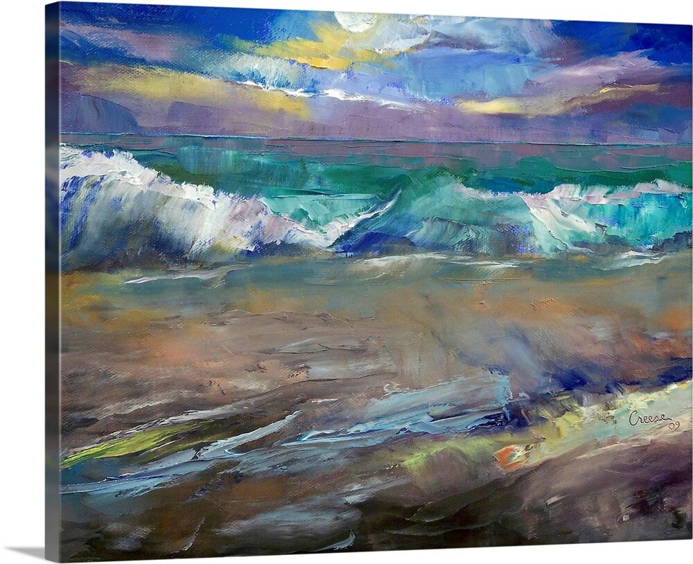 GreatBigCanvas MC0130135-24-20X16 Moonlit Waves Michael Creese 16-in H x 20-in W Abstract Print on Canvas
