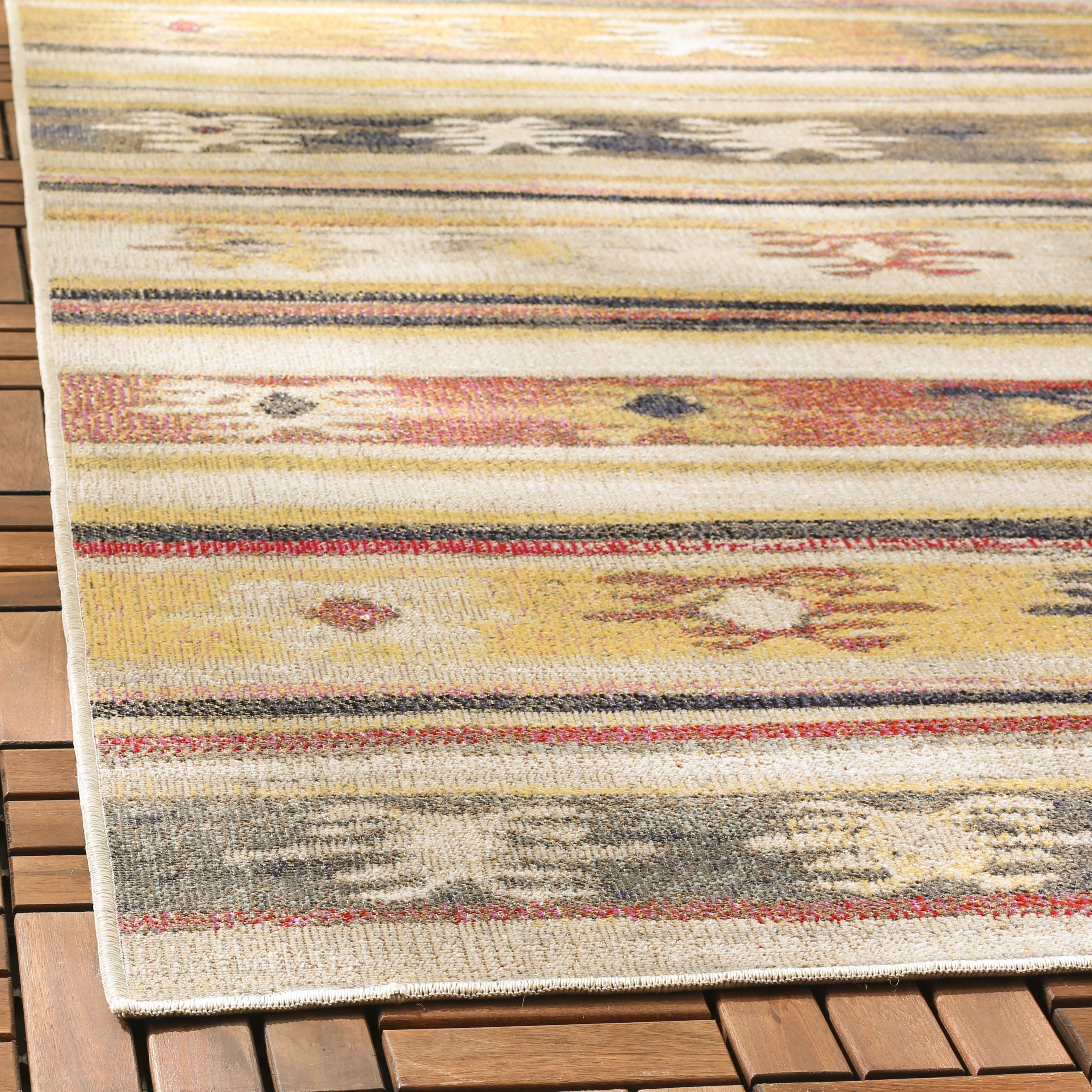 Taupe and Multi Stripe Low Pile Outdoor Rug