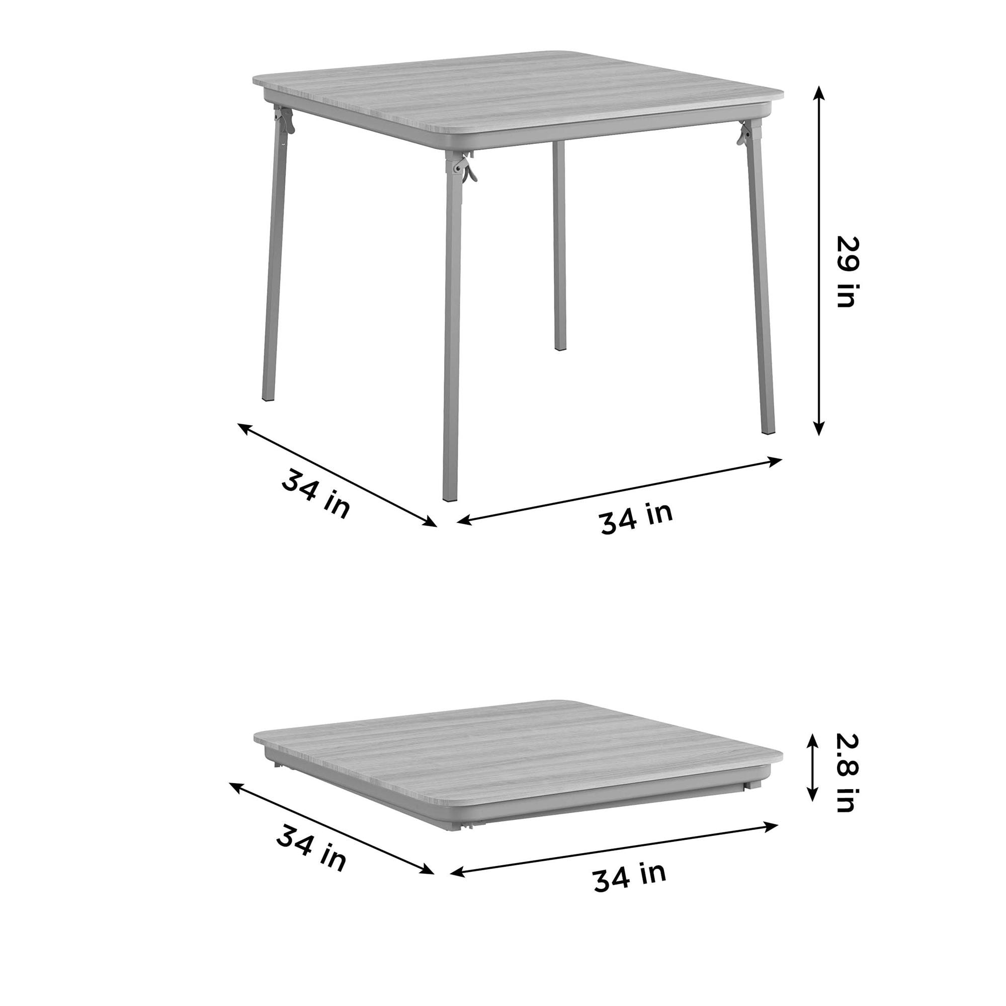 Gray Composite Square Folding Card Table with Steel Frame