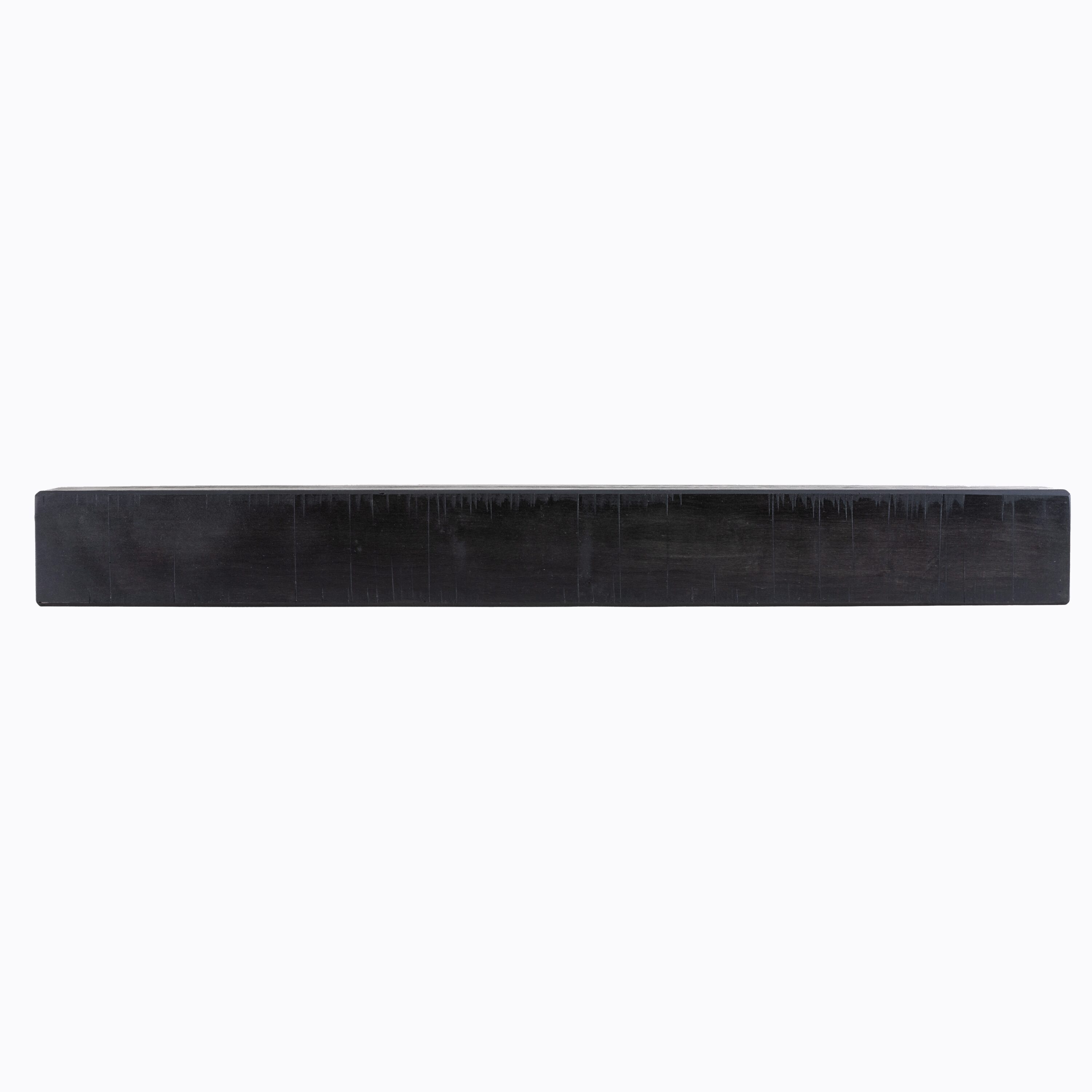 Dogberry MRUST7262NGHTNONE 72-in W x 5.5-in H x 6.25-in D Midnight Black Poplar Hollow Rustic Fireplace Mantel