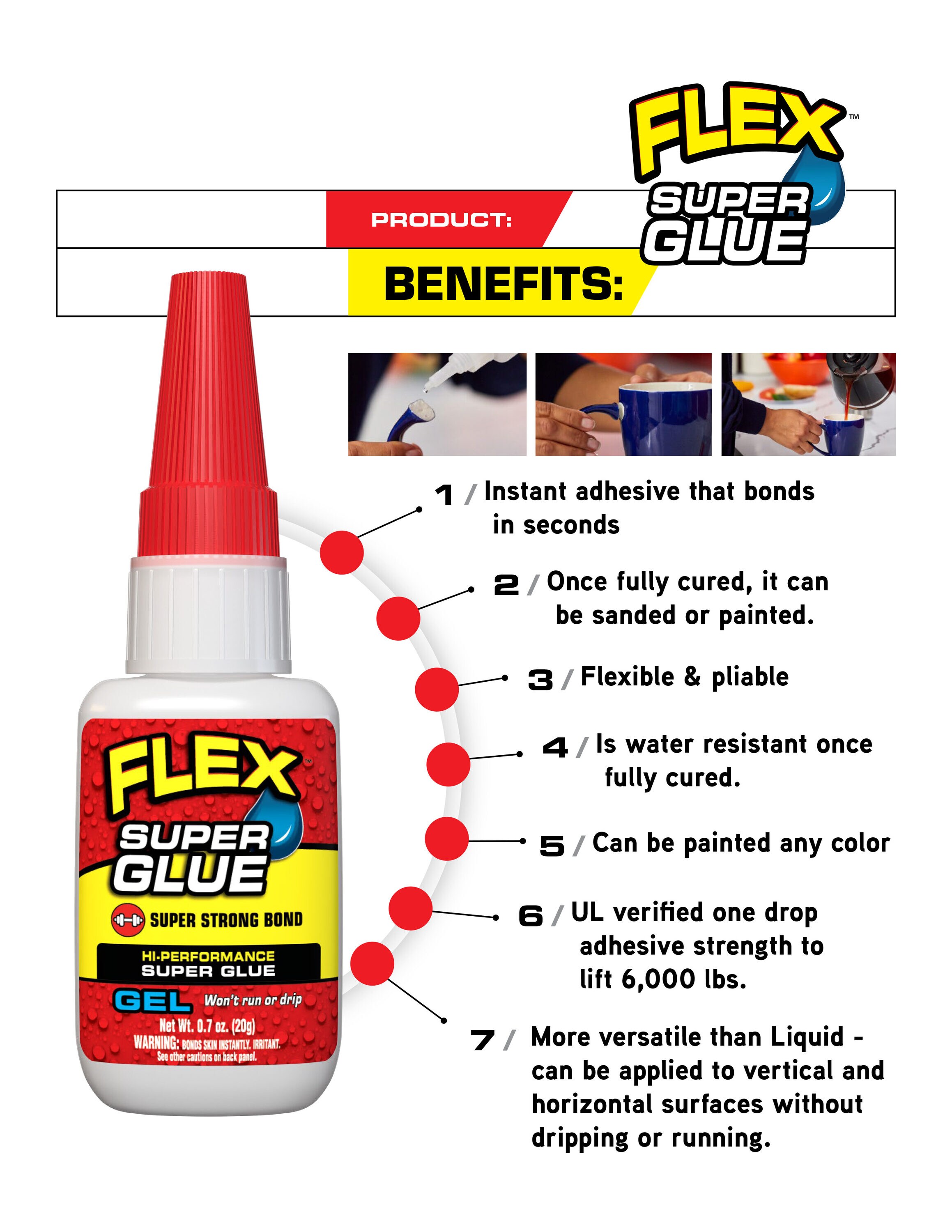 Flex Seal Flex Super Glue Gel 2 pk - Quick Dry, Shock Resistant, Heavy Duty  - For Metal, Glass, Wood, Plastic, Ceramic, Leather, Stone - 3-gram Bottle  in the Super Glue department at