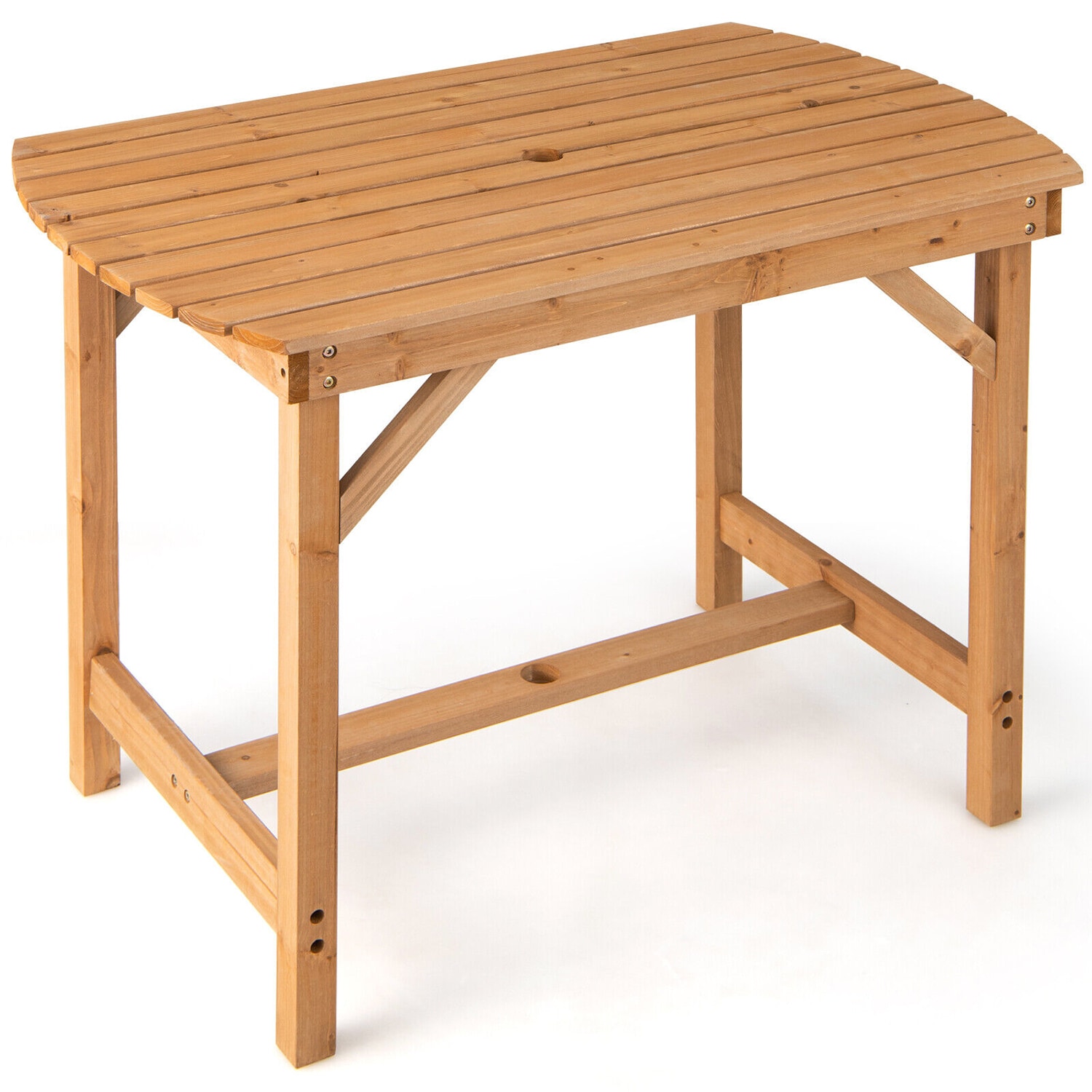 WELLFOR TDG10923BN Rectangle Rattan Outdoor Bistro Table 24-in W x 39-in L with Umbrella Hole