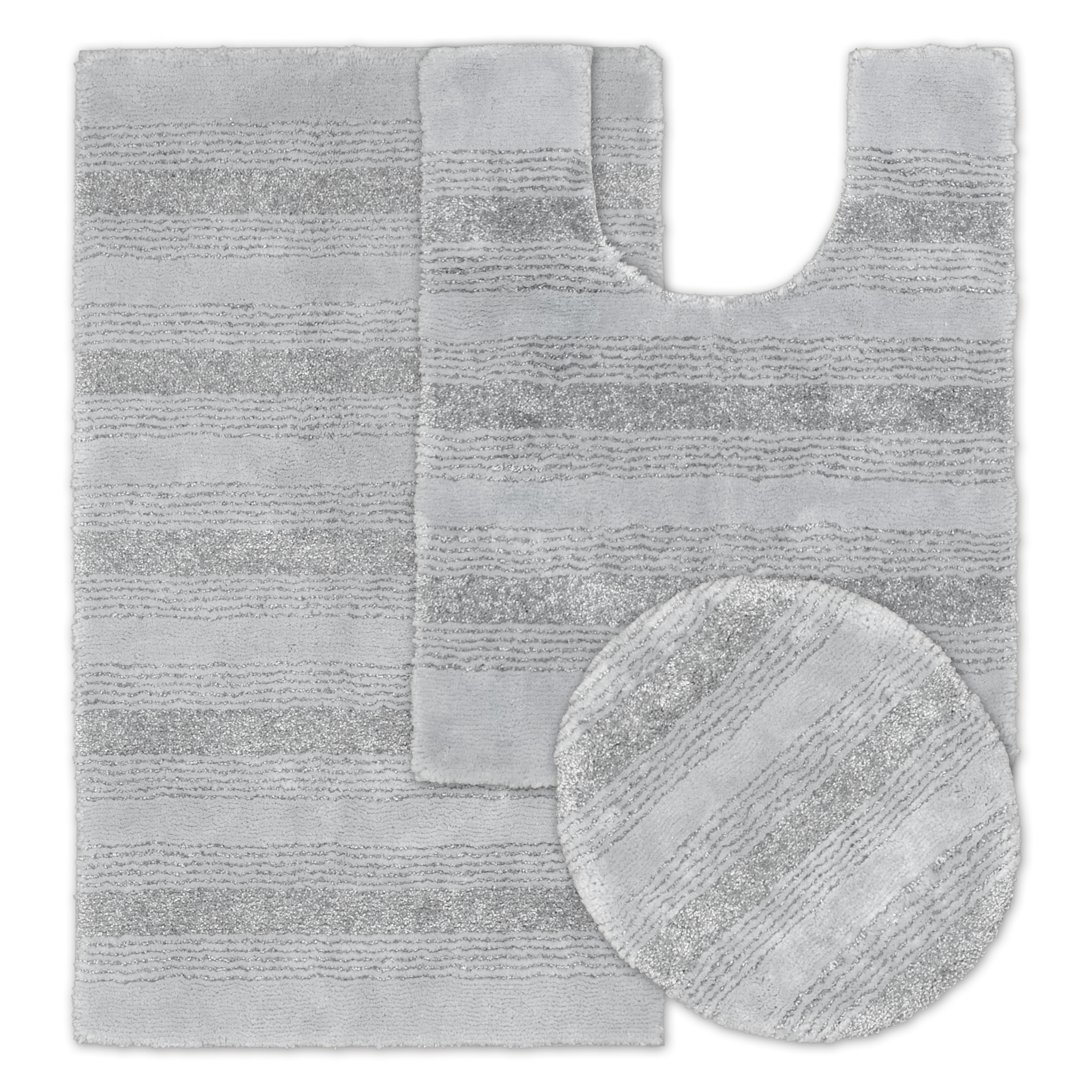 Garland Rug BA160W3P02I7 Essence 21-in x 34-in Platinum Gray Nylon Bath mat set