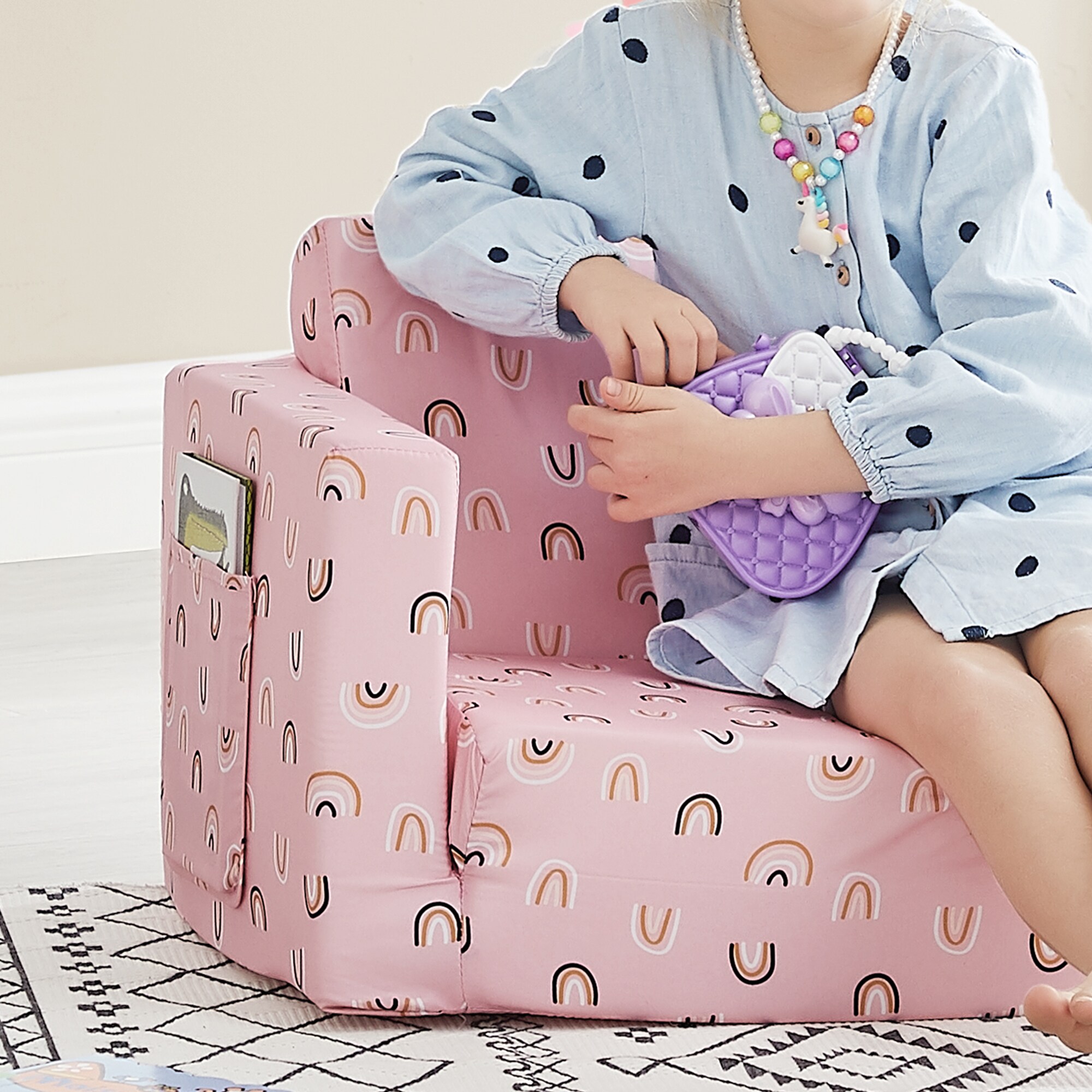 Peak Home Furnishings 15 In Pink Upholstered Kids Accent Chair In The