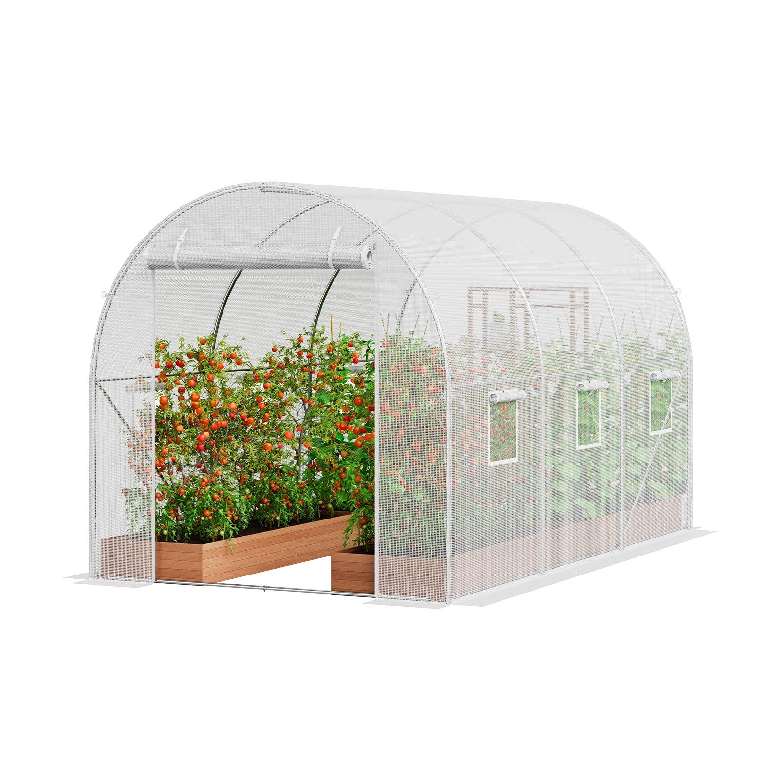 VEVOR Walk-in Tunnel Greenhouse 9.6-ft L x 6.4-ft W x 6.2-ft H White Greenhouse Kit