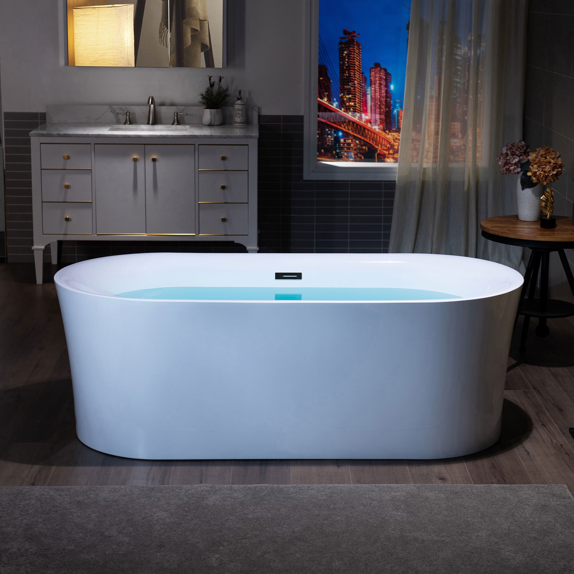 Portable Plastic Bathtub, Folding Spa Bathtub for Adults, 31 Inches Freestanding