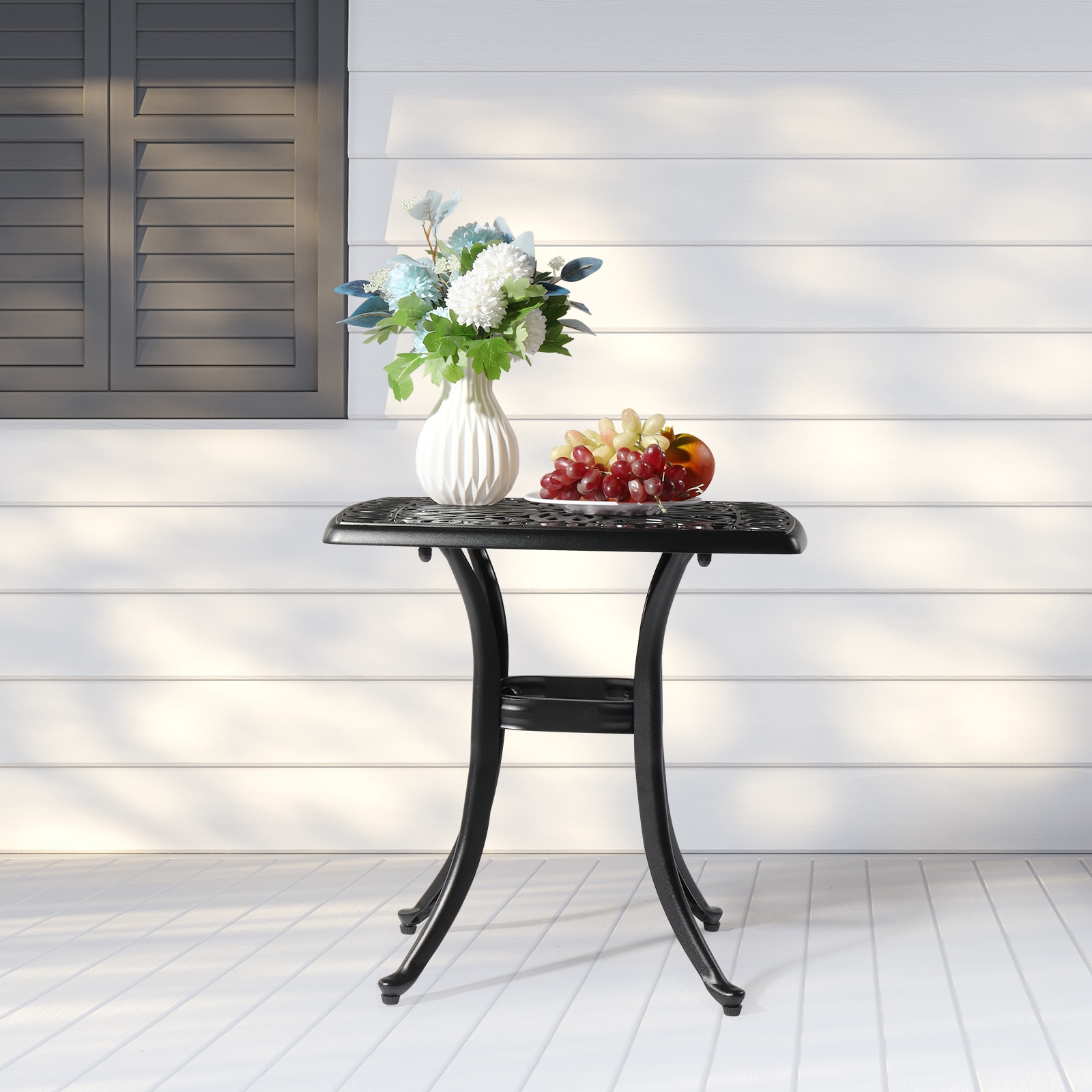 Winado LO1G56000668 Aluminum side table Square Outdoor Bistro Table 21-in W x 21-in L with Umbrella Hole