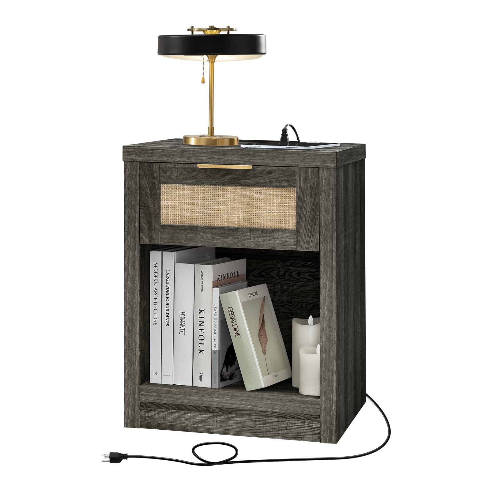 LTMATE LSAFNT0002BK Midnight Oak Nightstand