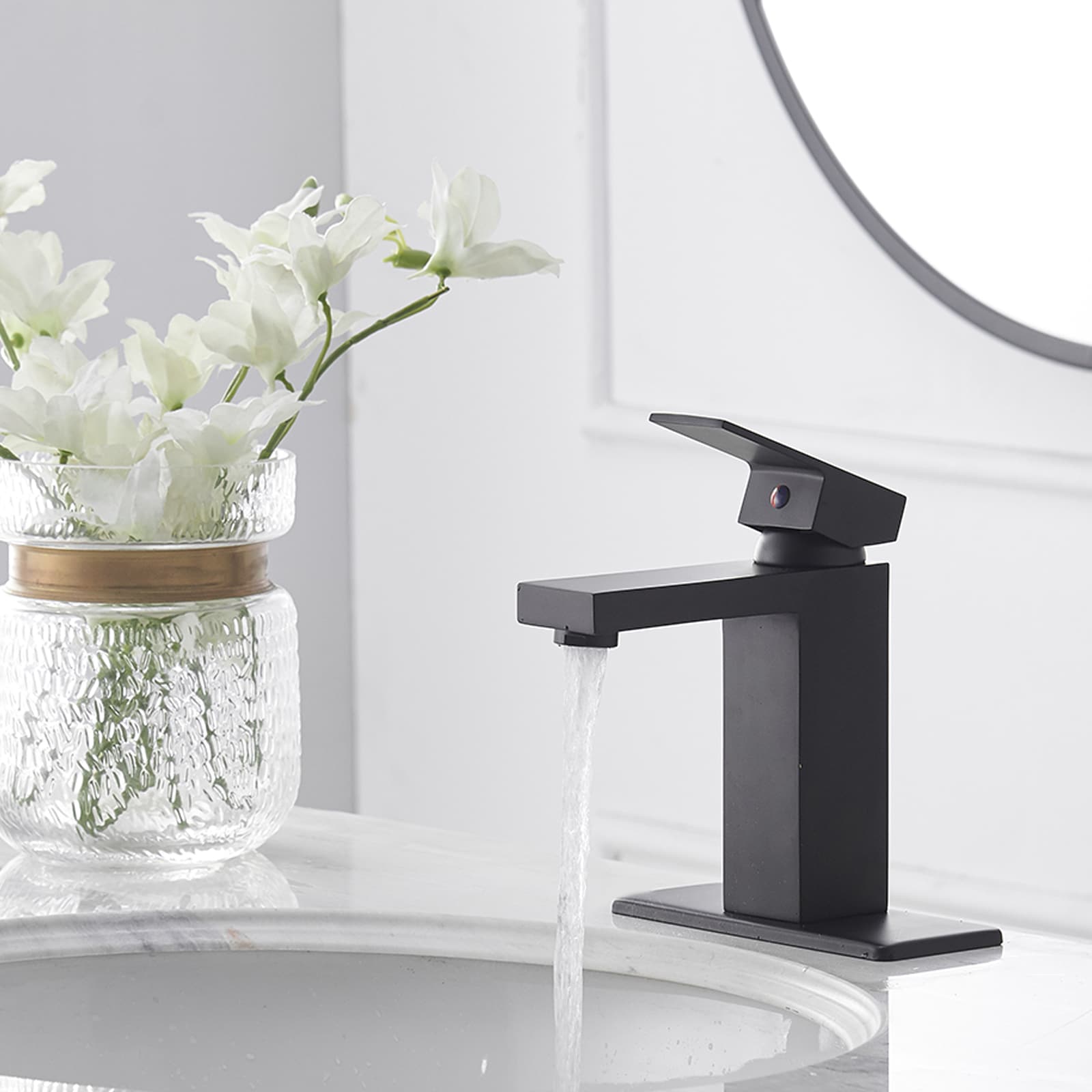 Matte Black Stainless Steel Single Handle Bathroom Faucet