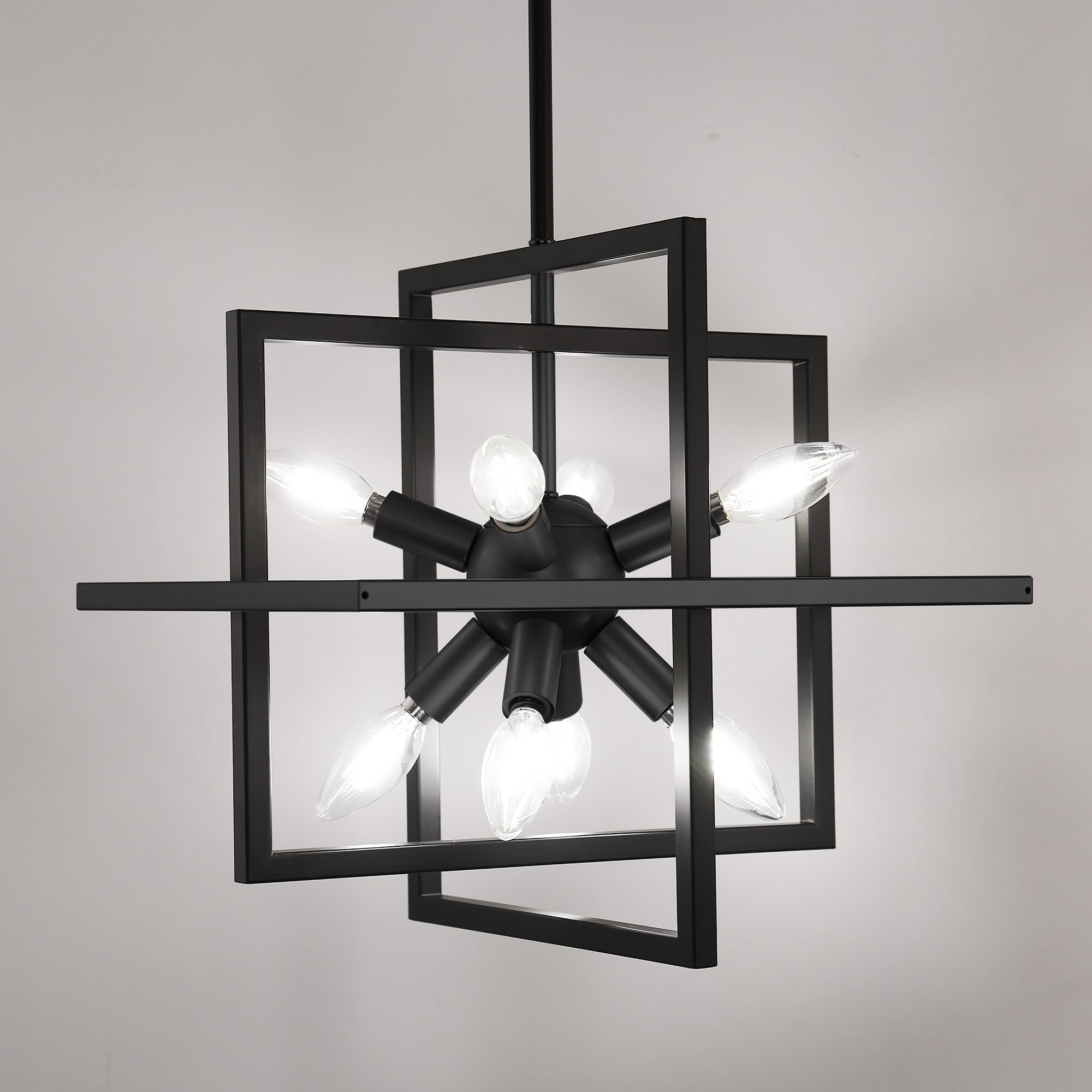 YANSUN LA-OG-ZX16201HGD-11 8 -Light Matte Black Industrial For Use in Bedrooms, Dining Rooms, Foyers, Kitchens, Living Rooms Chandelier