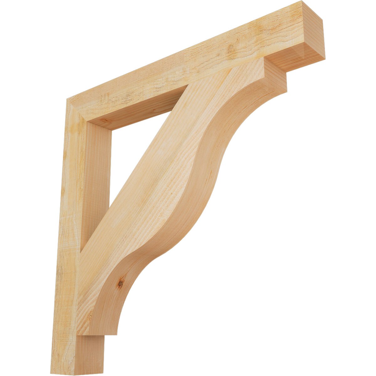 Ekena Millwork BKT04X32X32FST05RDF Funston Block Rough Sawn 4-in x 32-in x 32-in Douglas fir Brown Wood Standard bracket