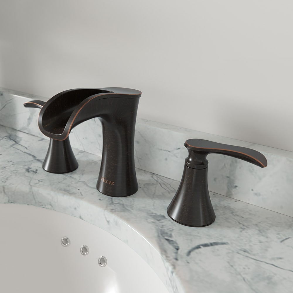 Tuscan Bronze 8-Inch Widespread Waterfall Bathroom Faucet