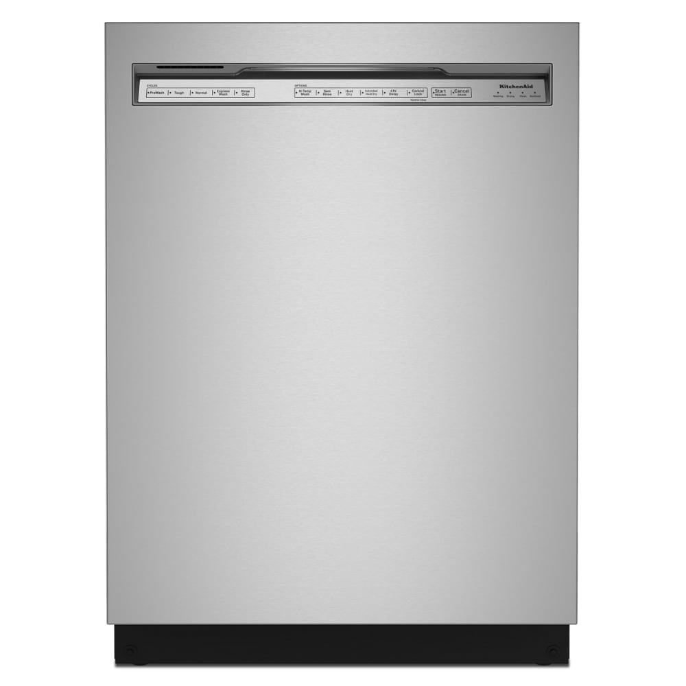 KitchenAid Eco Series 360 MAX JETS 24-in Front Control Built-In Dishwasher With Third Rack (Stainless Steel with Printshield Finish), 44-dBA Very Quiet Sound Level