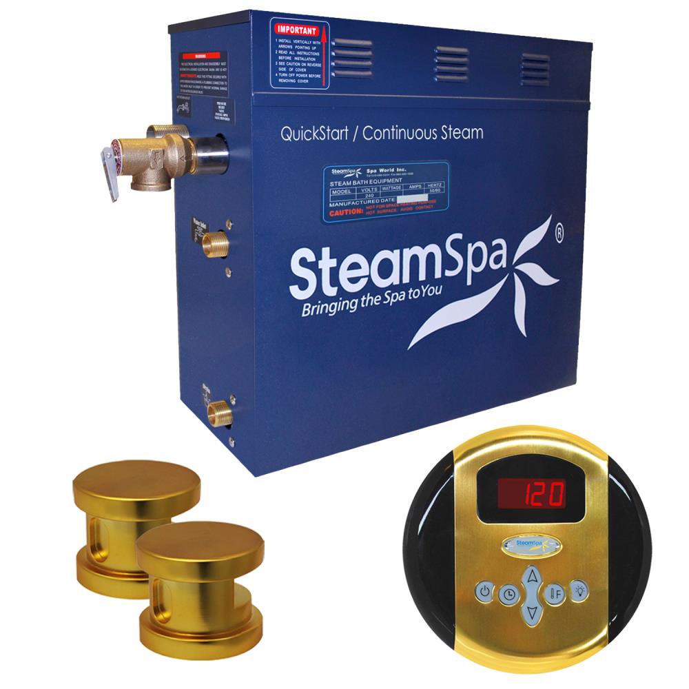 SteamSpa OA1200GD Oasis 12 Kw Quick Start Acu-steam Bath Generator Package In Polished Gold