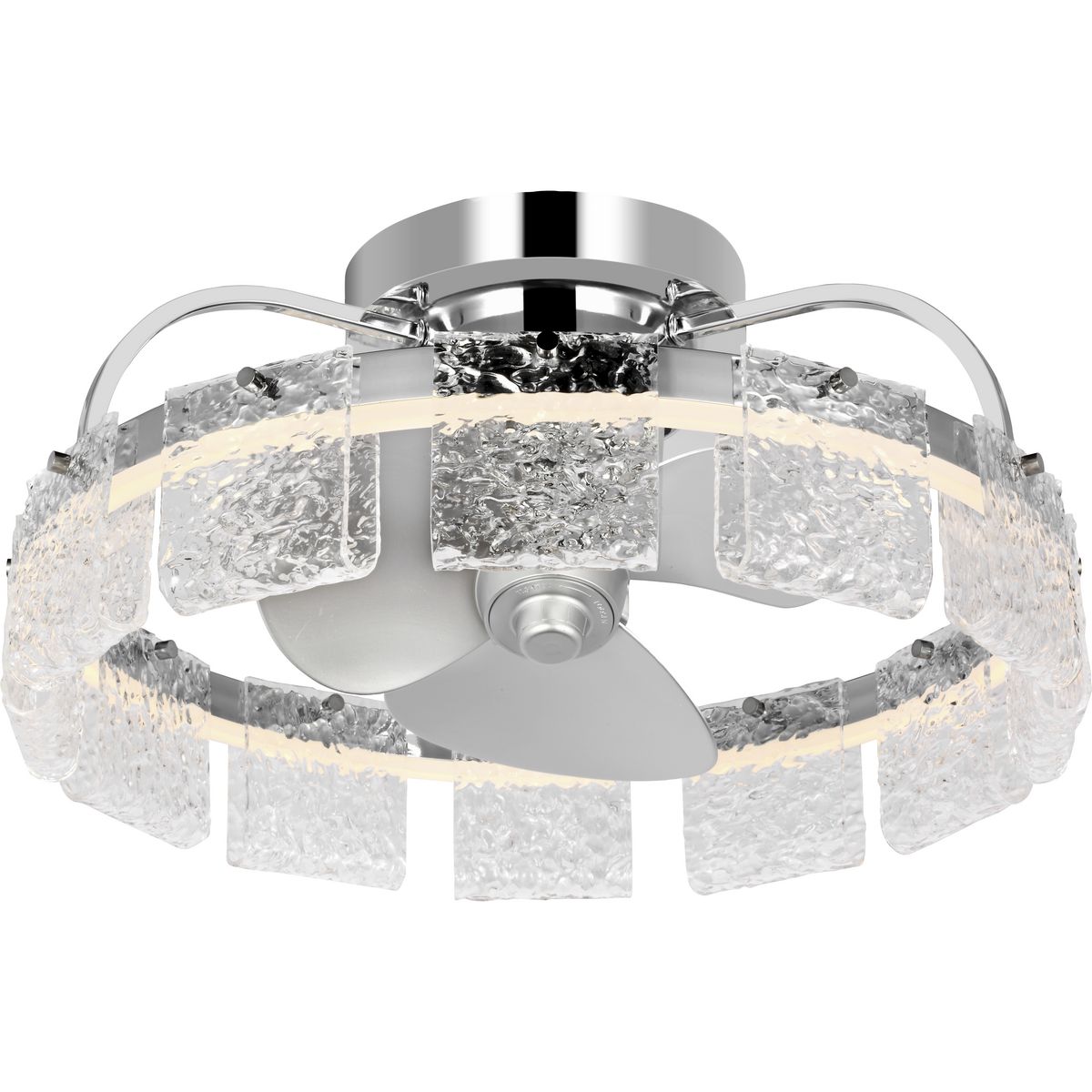 Polished Chrome 20" LED Fandelier with Remote and Glass Accents