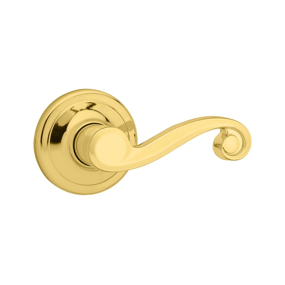 The Classic Passage Set in Polished Brass with Rice Door Knobs