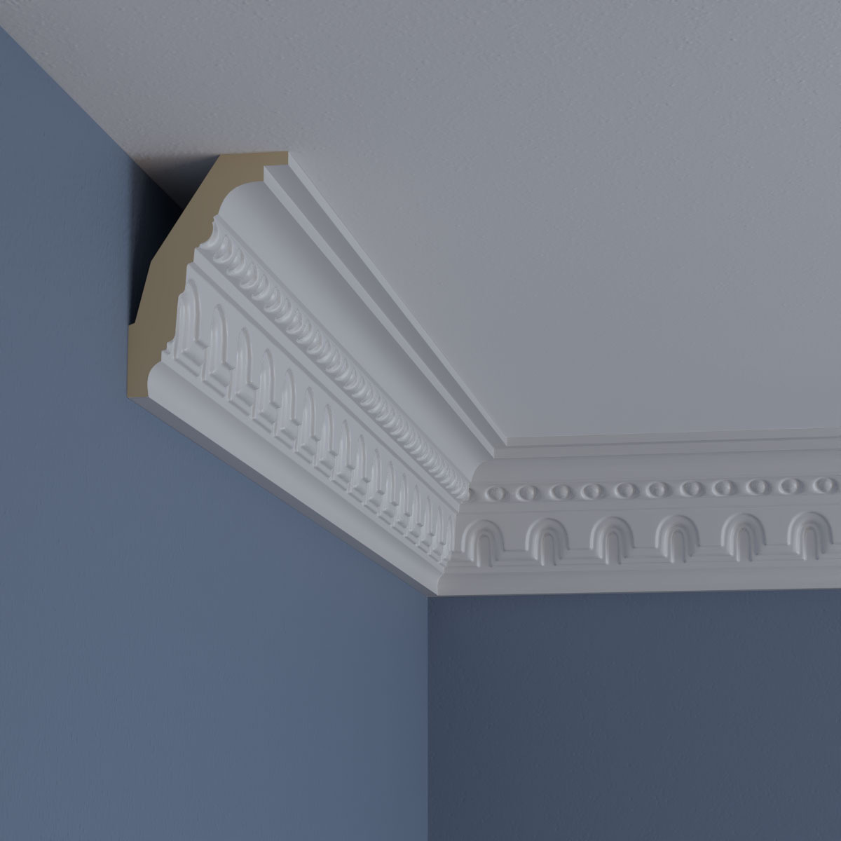 4 3/8"H x 2 7/8"P x 5 1/4"F x 94 1/2"L, (2" Repeat) Heaton Crown Moulding