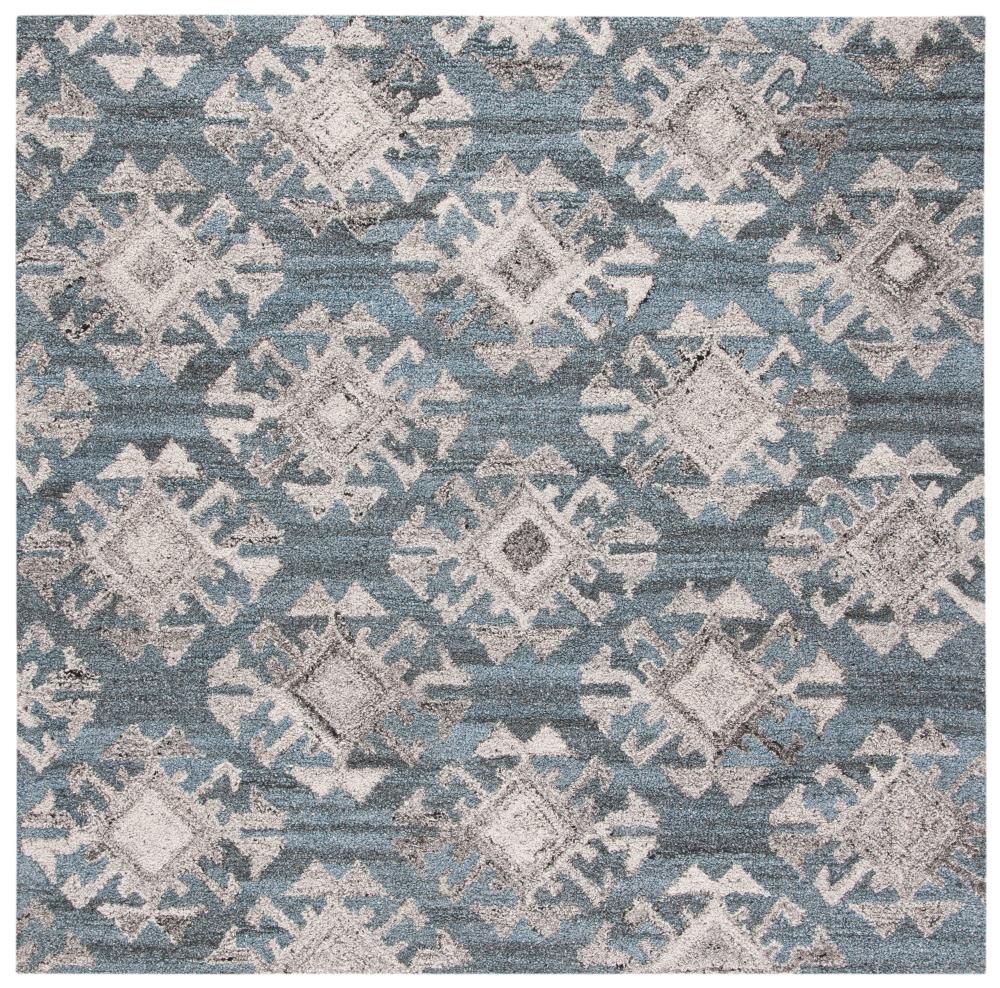 Hand-Tufted Abstract Square Wool & Viscose Rug - Black, 6'x6'