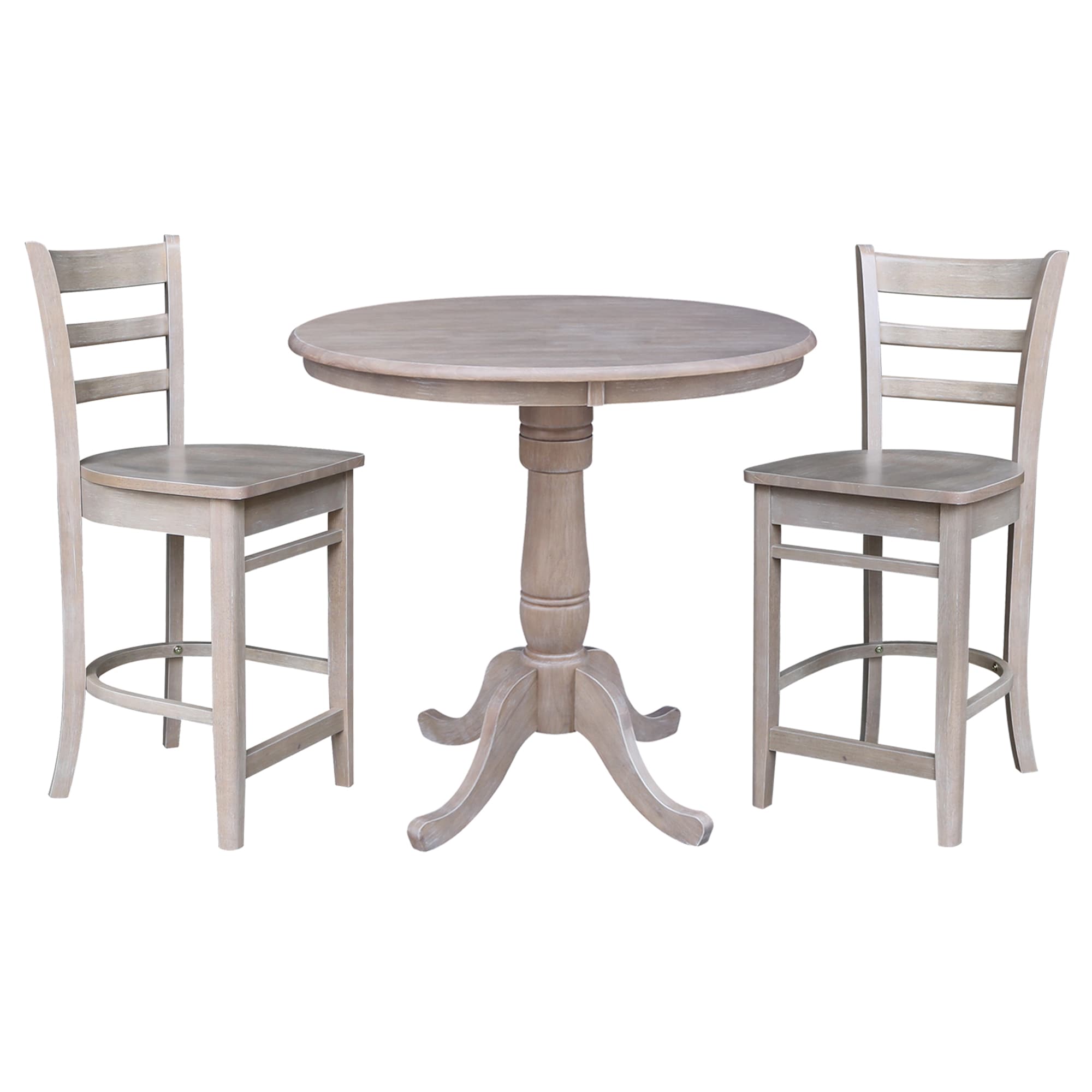International Concepts K09-36RT-S6172-2 Washed Gray Taupe Traditional Dining Room Set with Round Table (Seats 2)