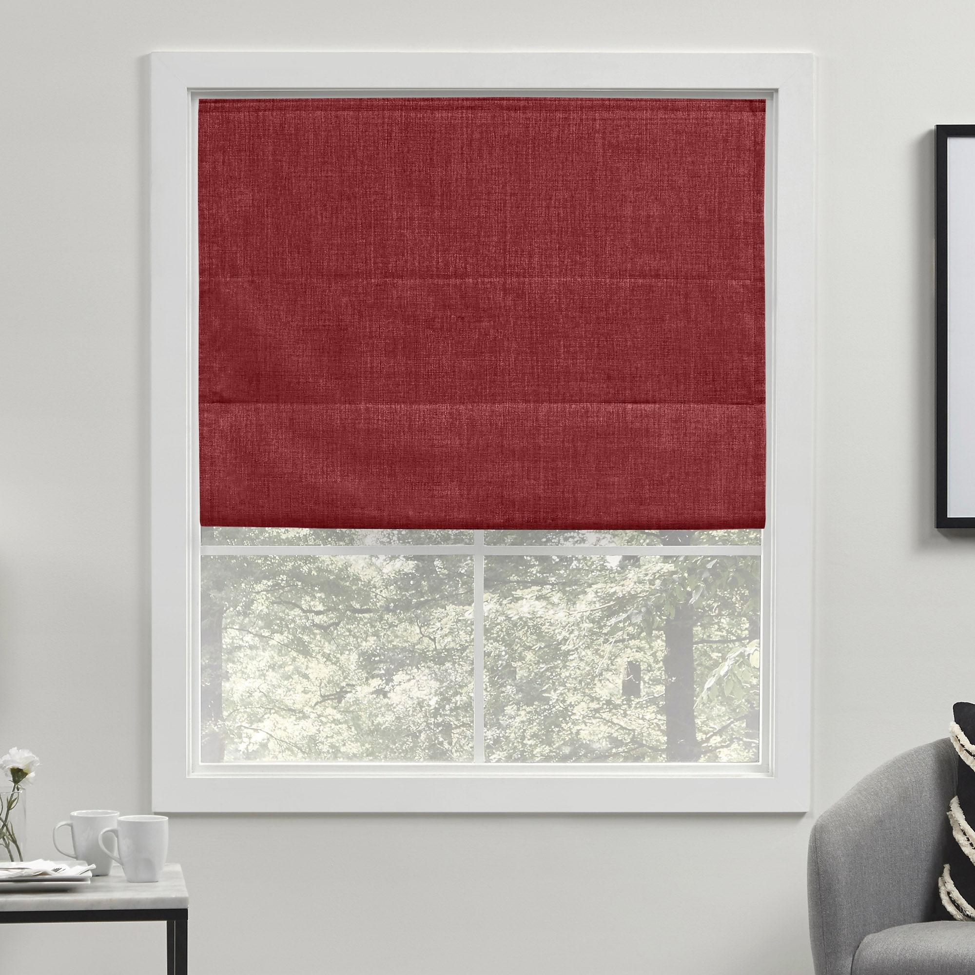 Exclusive Home WS012478DSEHC1 A194 31-Inches x 64-Inches Red Blackout Cordless Roman shade
