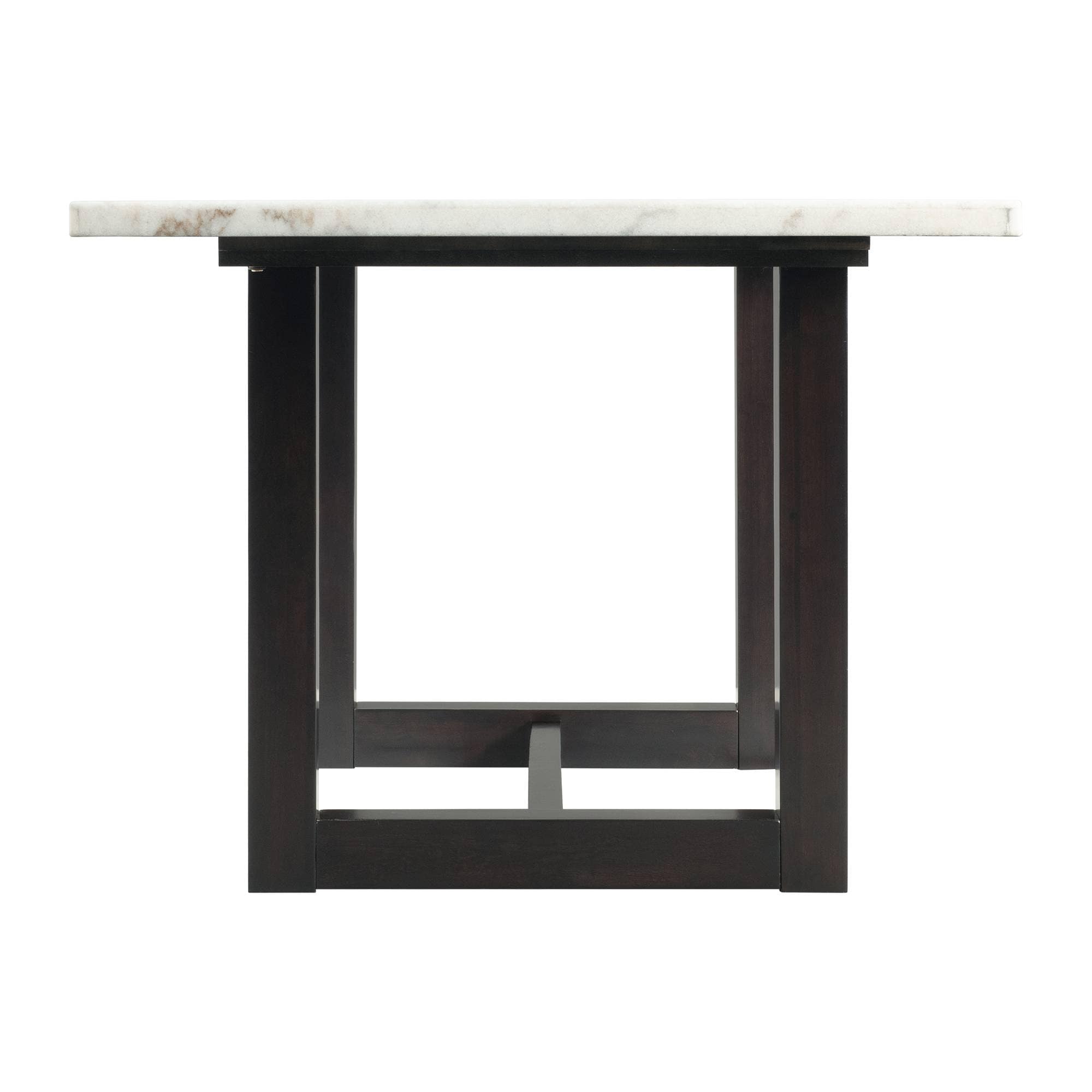 Florentina White Marble and Wood Rectangular Dining Table