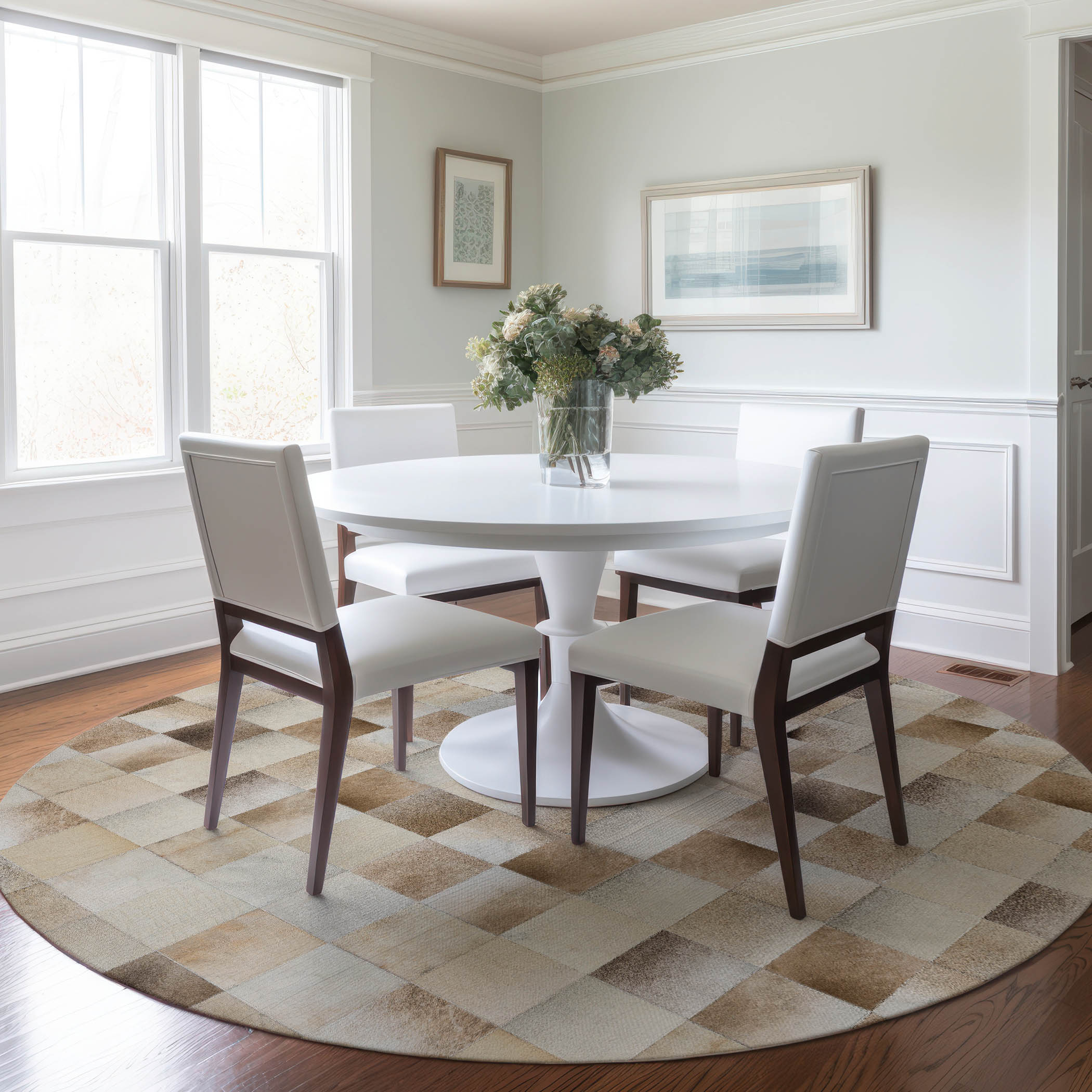 Addison Rugs AMF105TA8RO Mayfield AMF105TA 8 x 8 (ft) Loomed Polyester Taupe Round Indoor Abstract Machine washable Area rug