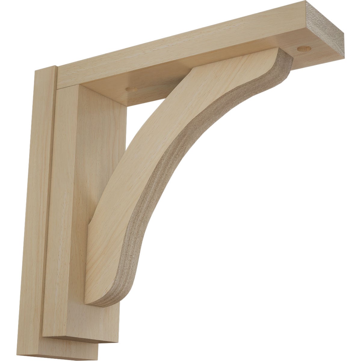 Ekena Millwork BKT02X08X08RERW Reece 2-1/2-in x 8-3/4-in x 8-1/4-in Rubberwood Brown Wood Standard bracket