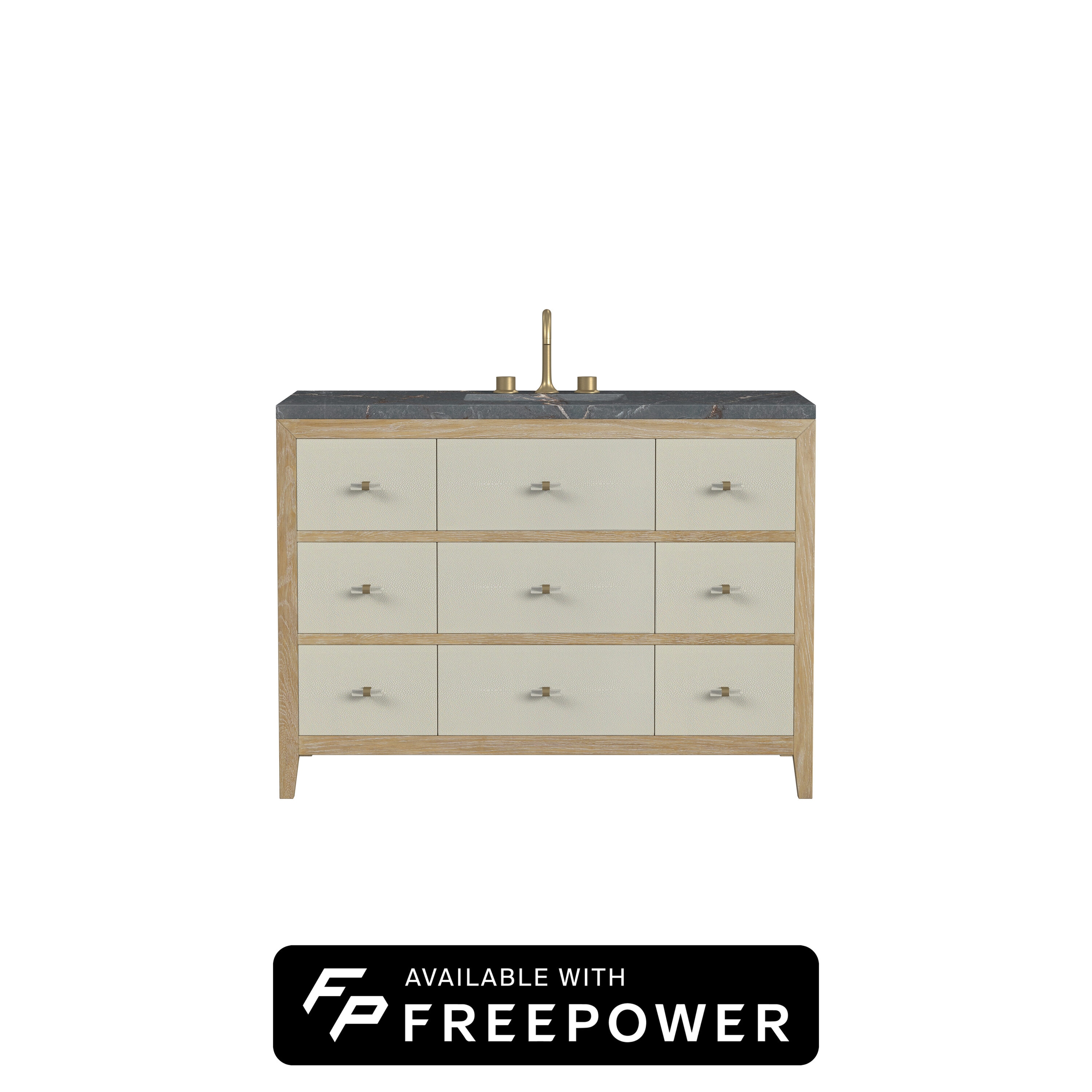 James Martin Vanities D604-V48-SHG-FPBL Celeste 48-in Sunwashed Oak with Embossed Shagreen Drawer Fronts Undermount Single Sink Bathroom Vanity with Parisien Bleu Quartz Top