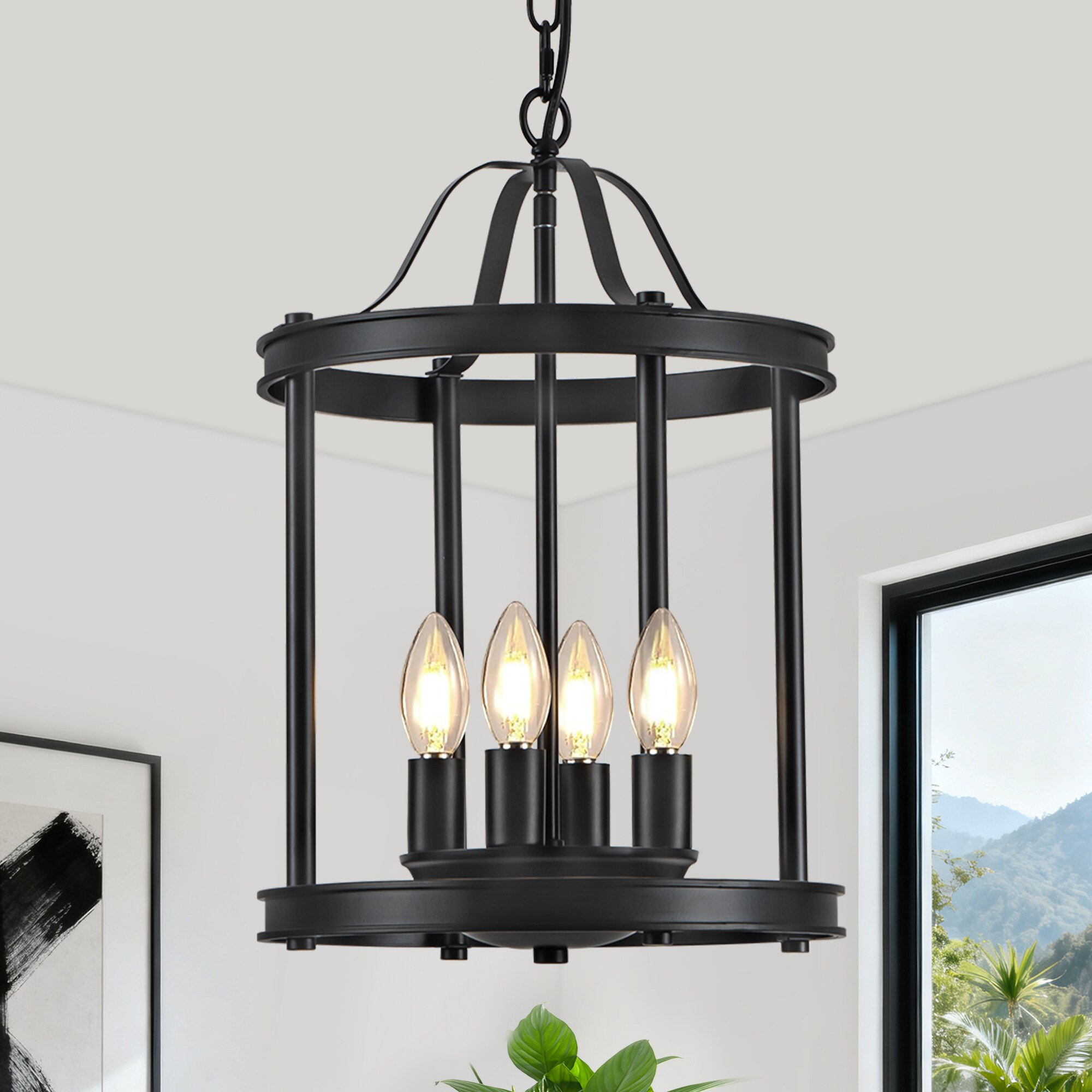 ZSMIHDOH 4 -Light Black Metal Chandelier