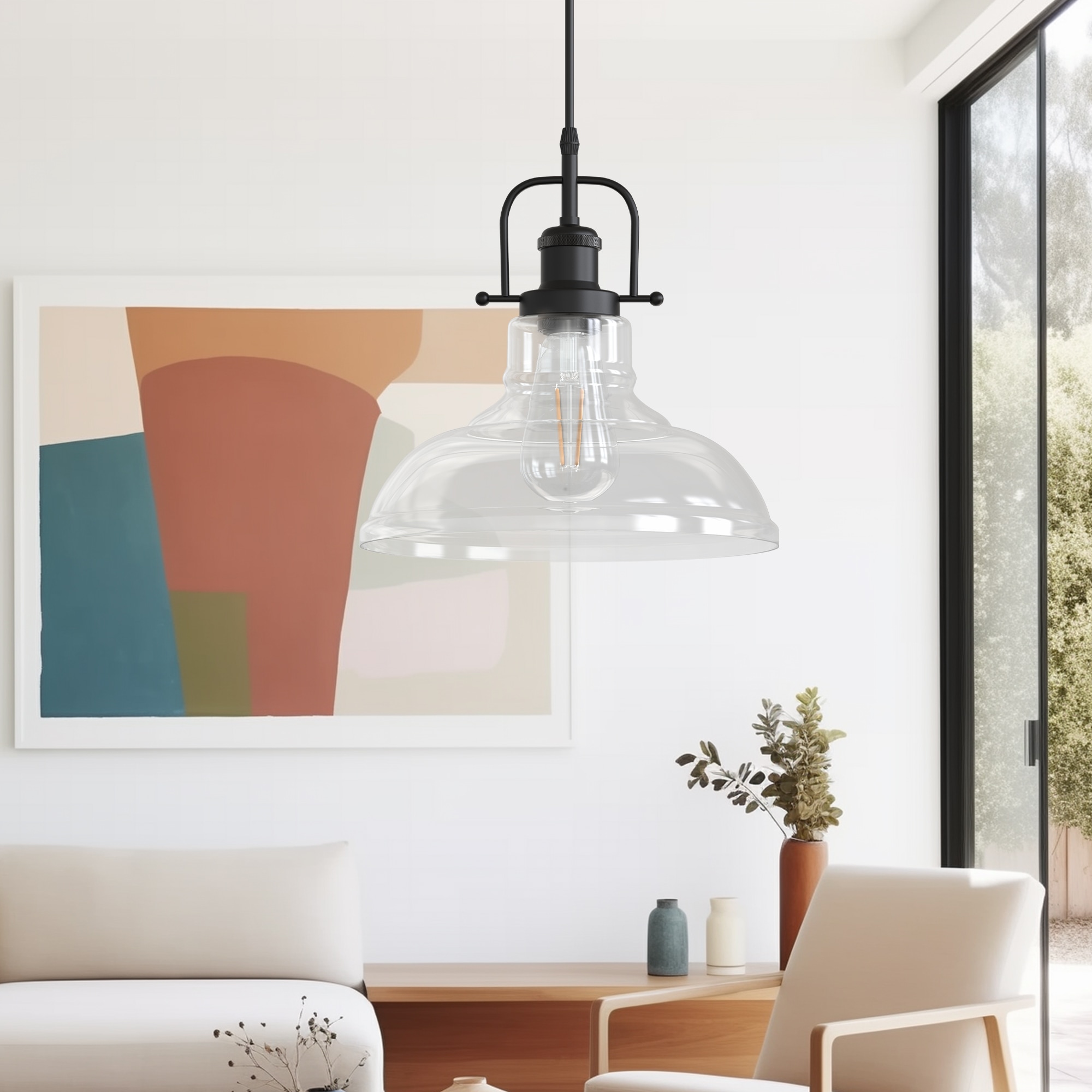 YANSUN LA-CX14701ABL-11 1 -Light 11-in Matte Black Semi Flush Mount Light