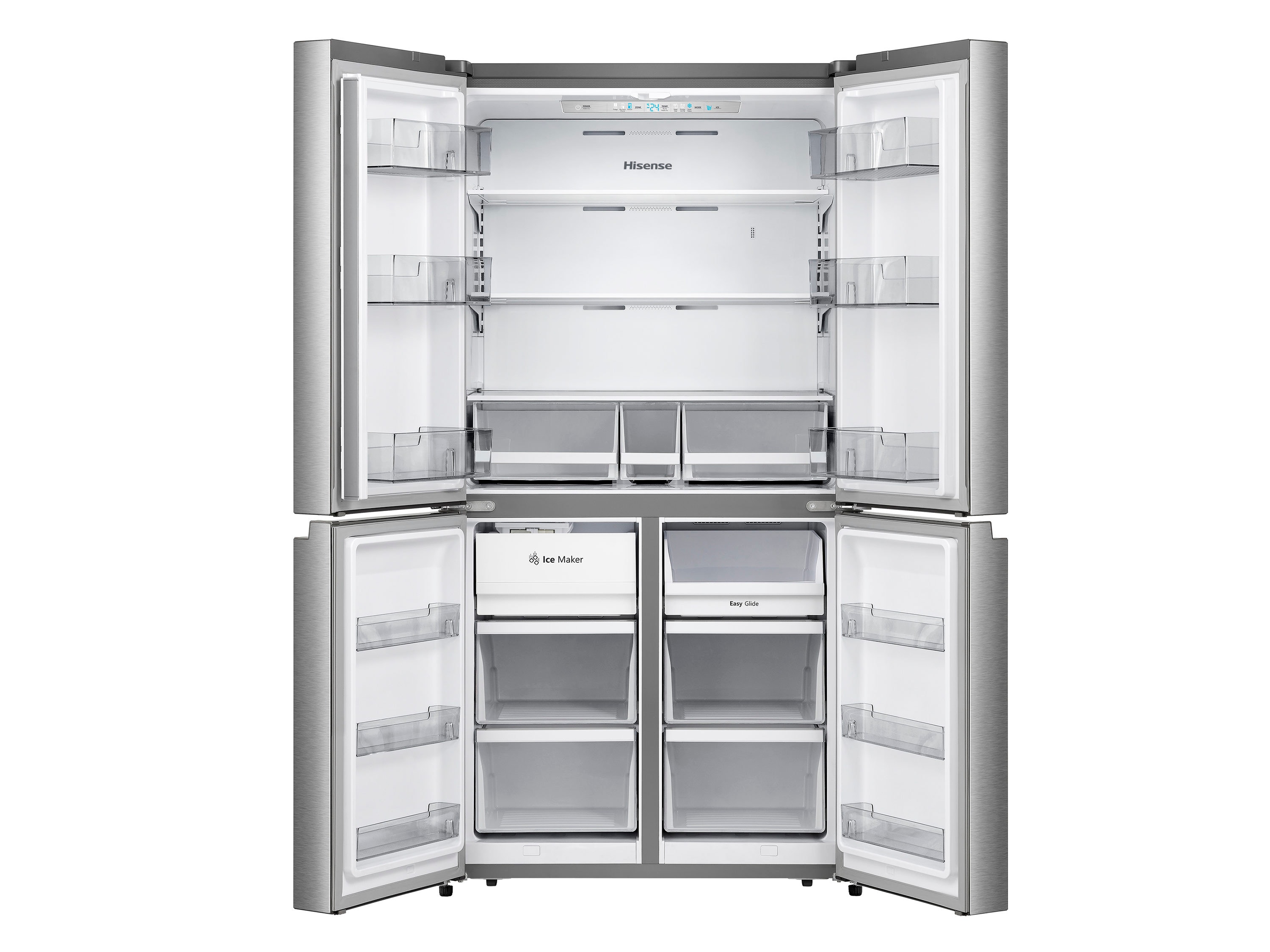 Hisense 21.6-cu ft 4-Door Counter-depth Refrigerator Look) (Stainless at French Refrigerators Door the Maker with department in Ice French Door