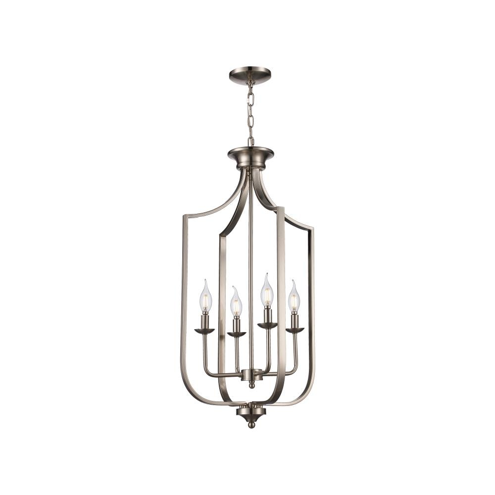 Lucid Lighting 11216 BN 4 -Light Brushed Nickel Traditional Cage For Use in Dining Rooms, Foyers, Kitchens, Living Rooms Chandelier