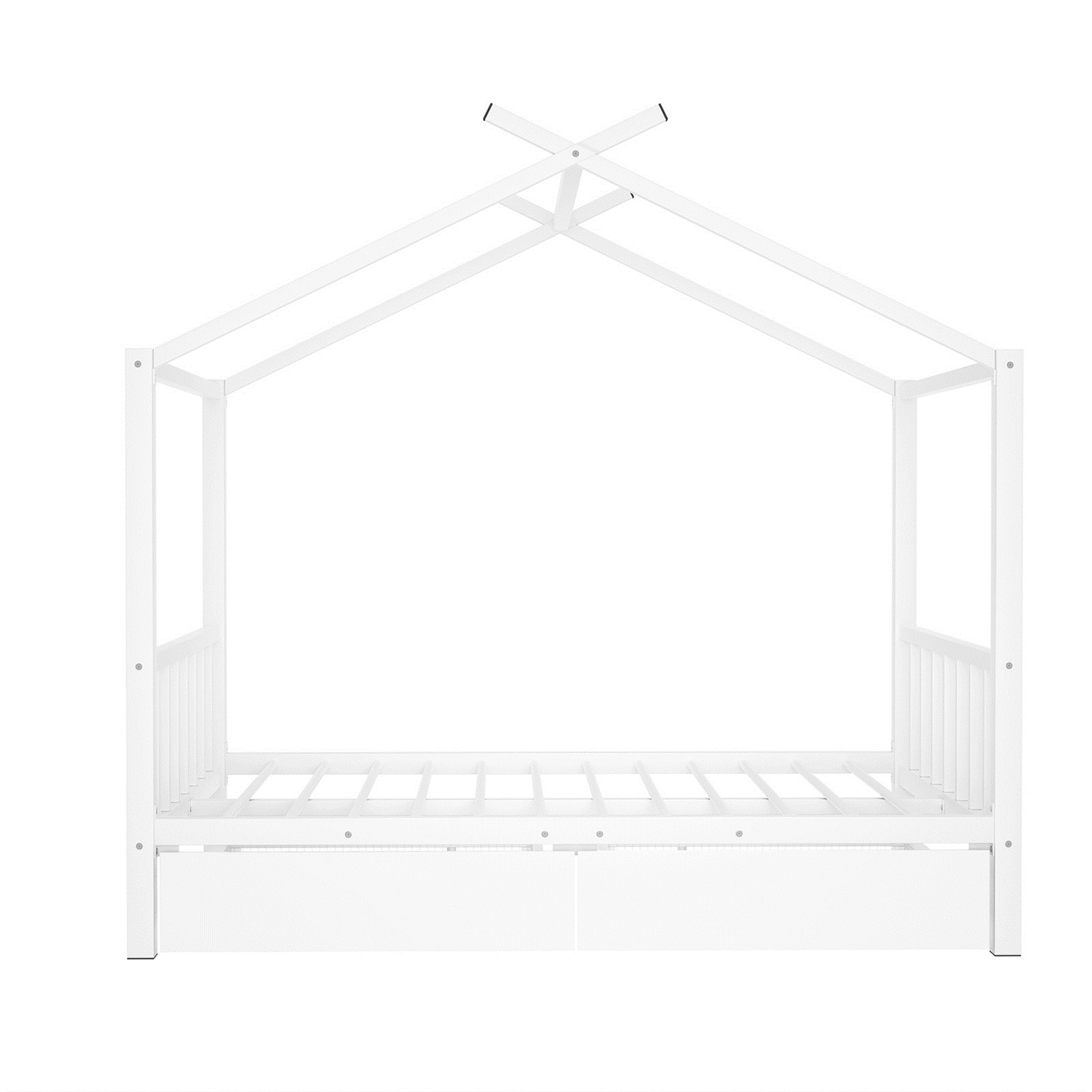 BESTCOSTY White Full Canopy Bed with Storage Drawers in the Beds ...